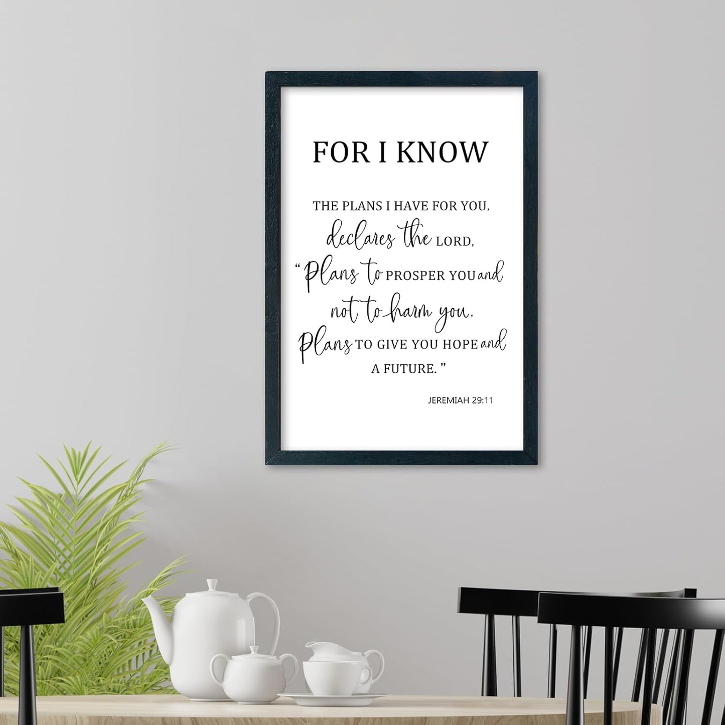 LuZhiQiang Jeremiah 29 11 Wall Art 16"×11" For I Know The Plans I Have for You Sign Wood Framed Wall Decor Hanging (Black)