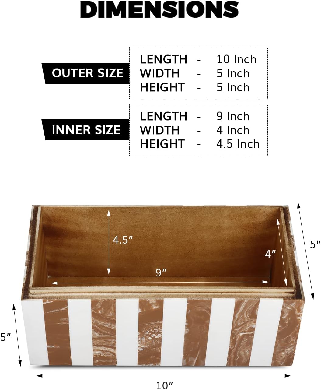 Handicrafts Home Handmade Chevron Pattern Decorative Box - Storage Organizer, Decor Centrepiece, Memory Keepsakes, Home Decor - Boho Style Treasure Box, Multipurpose Gift - Brown, 10x5x5