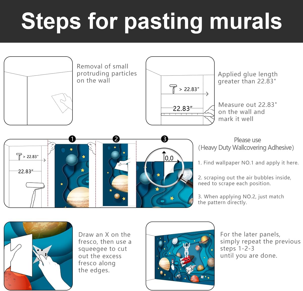 -Kindergarten Children Galactic Planet Fabric Wallpaper Living Room Bedroom Boys Girls Children Cartoon Astronauts Large Mural- 160"x108"( not Peel and Stick)