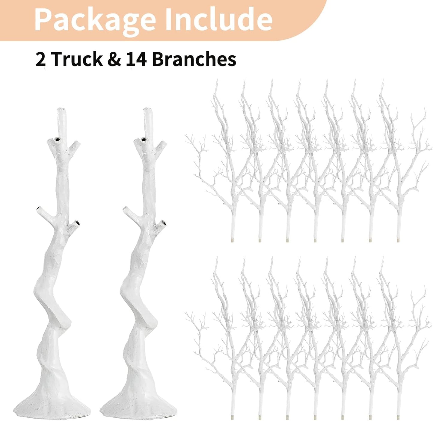 NUPTIO Artificial Christmas Tree Branch: 3.44 feet Tall White Manzanita Tree Halloween Centerpiece Wedding Centerpieces for Tables - Decorative Ornament Display Tree Branches for Weddings (2 Pc)