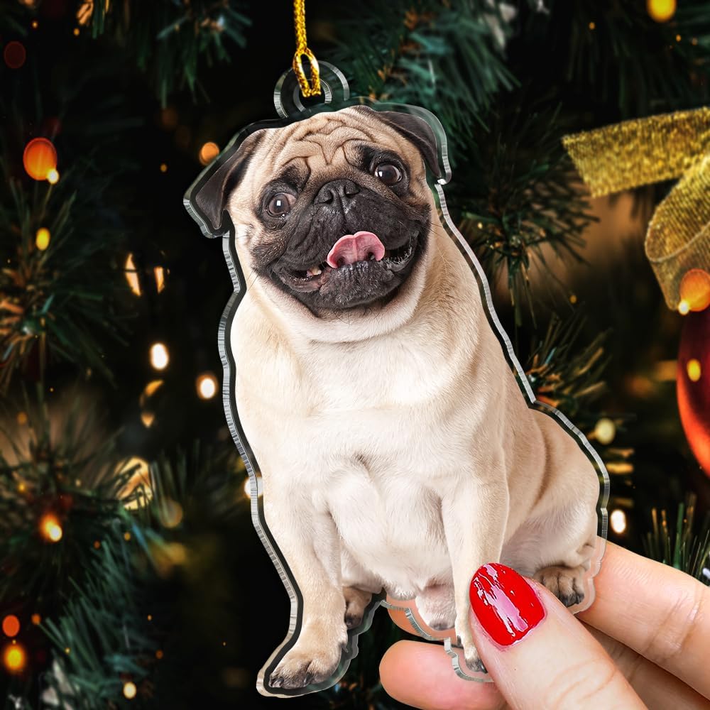 Personalized Photo Acrylic Ornaments - Customized Christmas Tree Dog Ornaments for Dog Lovers