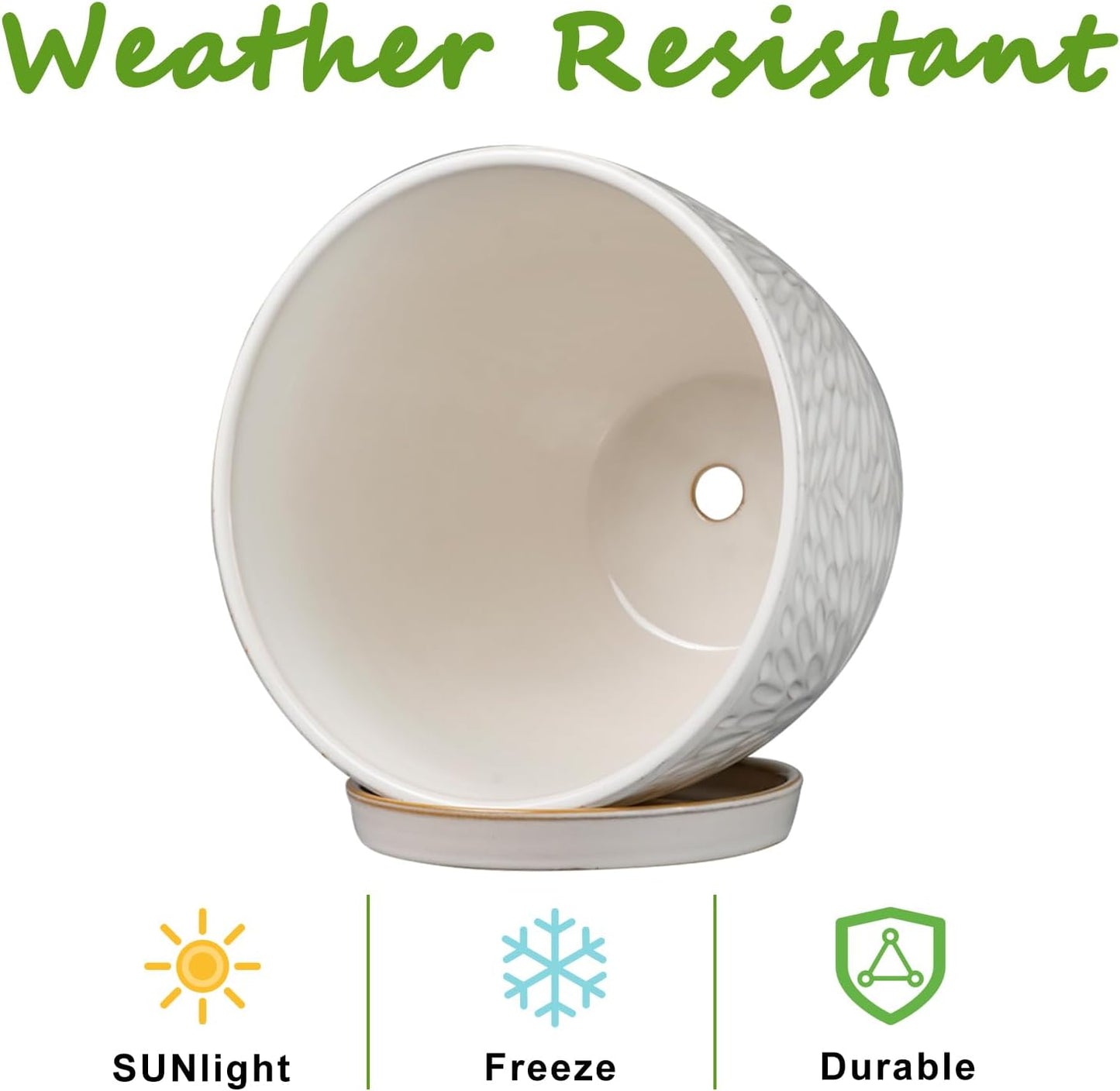 G EPGardening 6 Inch Plant Pot for Indoor Plants Outdoor Round Ceramic Planter Decorative Flower Pot with Drainage Hole and Saucer White