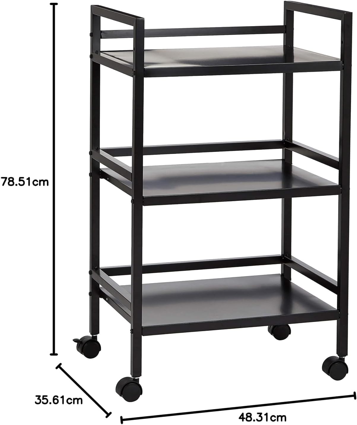 Amazon Basics 3-Tier Metal Rolling Cart, Black