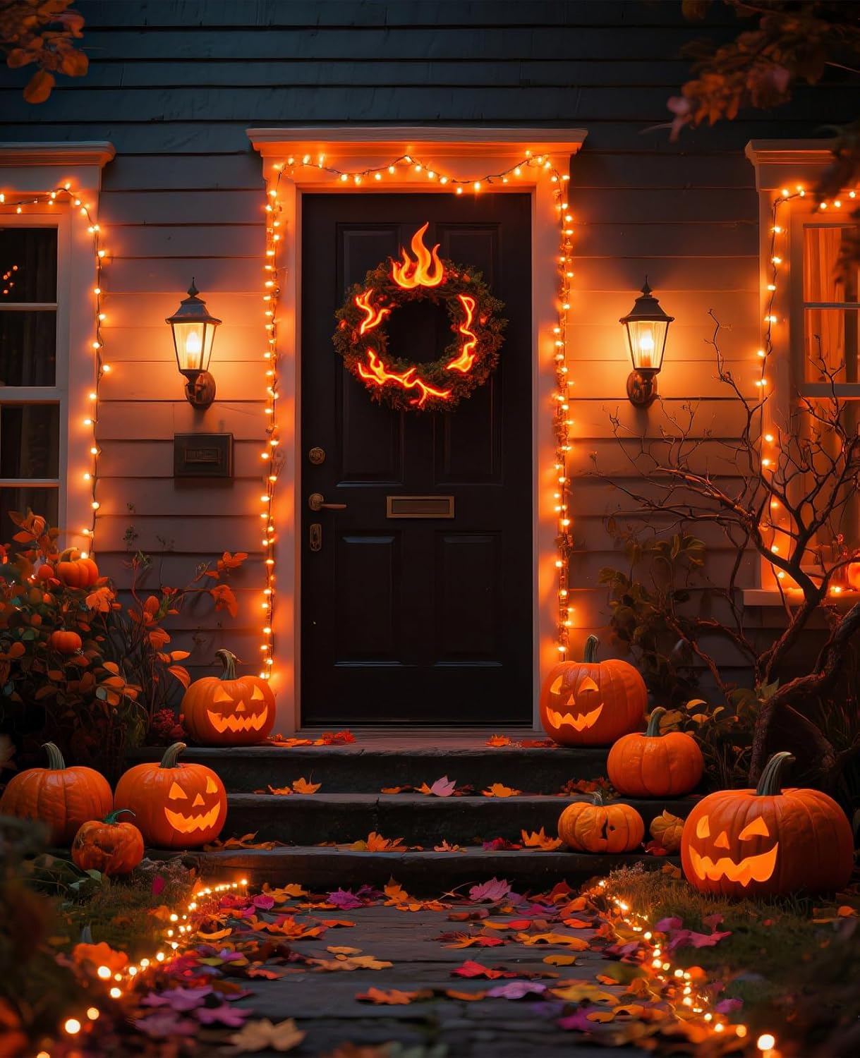 80FT 240 LED Halloween Lights Outdoor, Orange String Lights for Outside with Waterproof 8 Modes, Connectable Green Wire Twinkle Tree Light for Indoor Bedroom Patio Garden Party Holiday Decorations