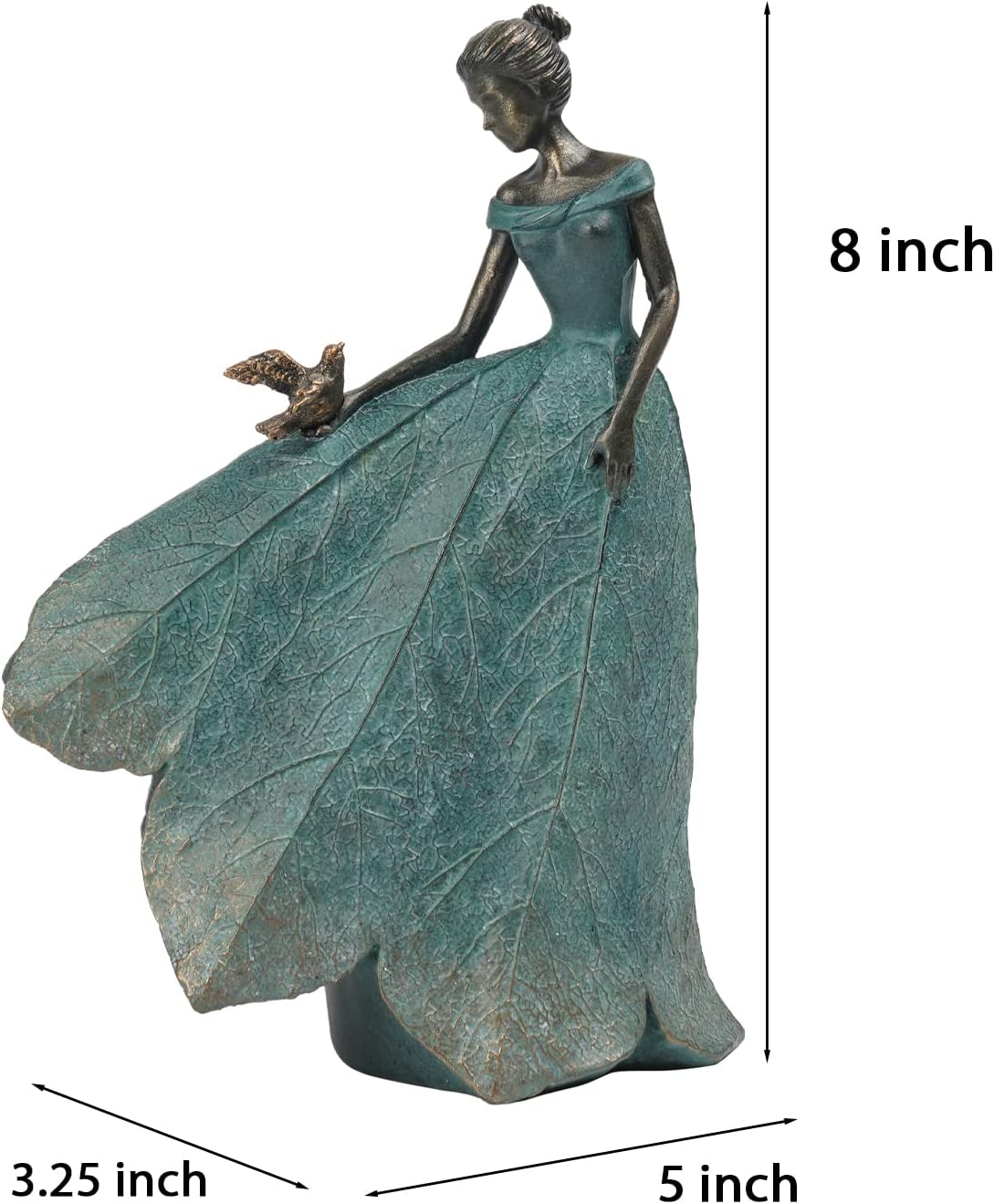 Guichifun Fairy Statue Collection Home Decoration - Leaf Angel Girls Resin Gardening Gifts for Women Statues for Garden Fairy Indoor or Outdoor Yard Figurines 5.5 x 3.25 x 8 Inch