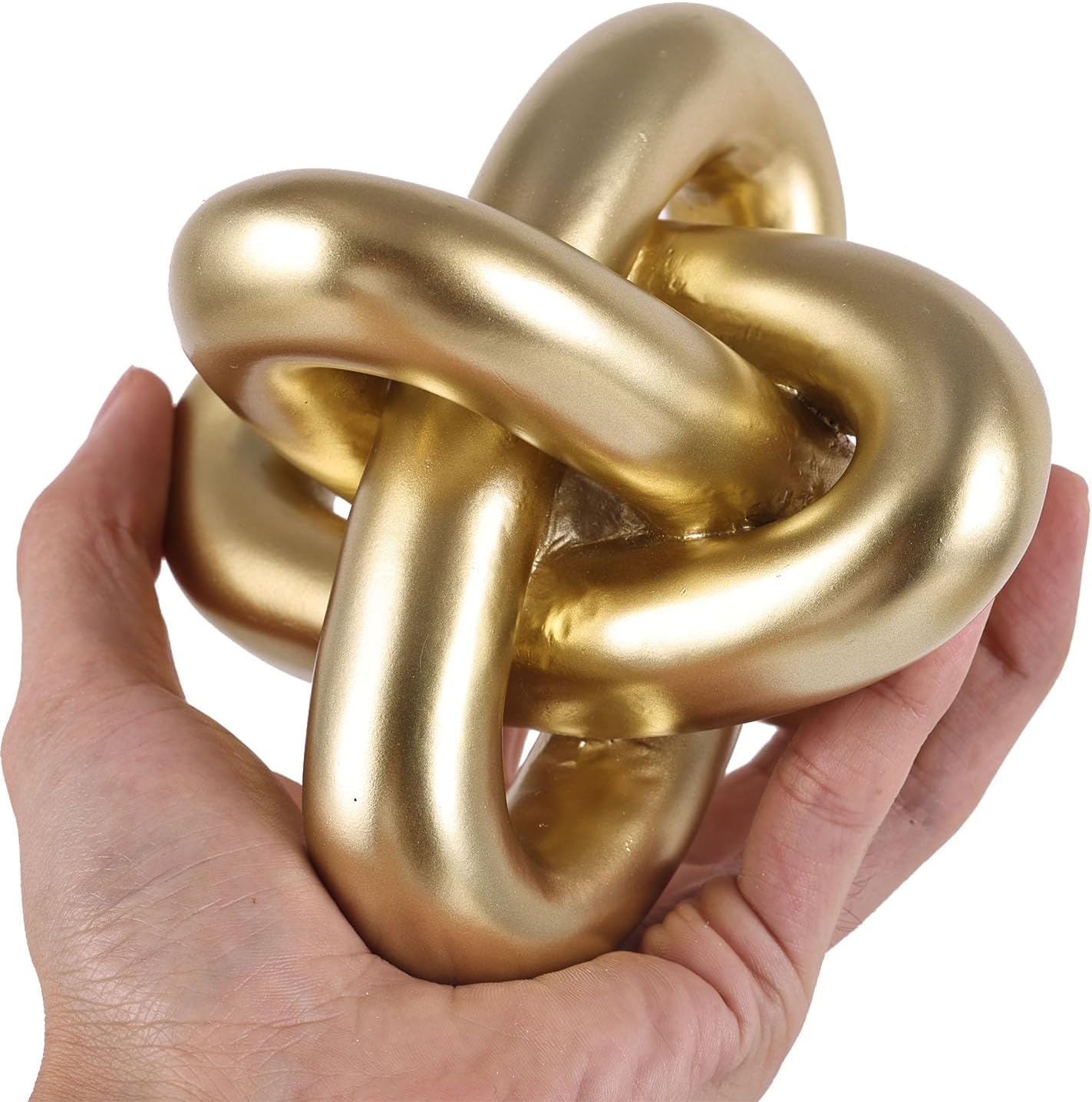 XMGZQ Gold Knot Decor for Coffee Table Book,Chain Link Living Room Decor Item for Bookshelf Entryway Nightstand TV Stand,Minimalist Knot Sculpture for Home Living Room,Centerpiece Table Decorations