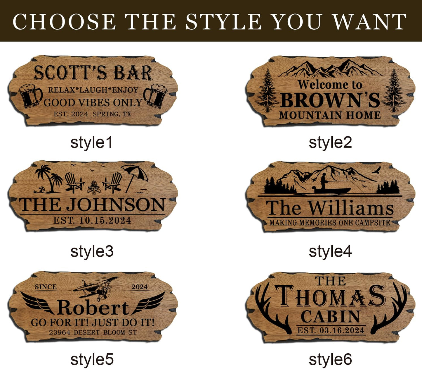 Personalized Cabin Sign - Rustic Wood Welcome Sign for Outdoor & Home Wall Decor - Customizable Farmhouse Decor, Backyard Sign & 3D Carving Wood Sign.3D carved decorative wooden plaques.