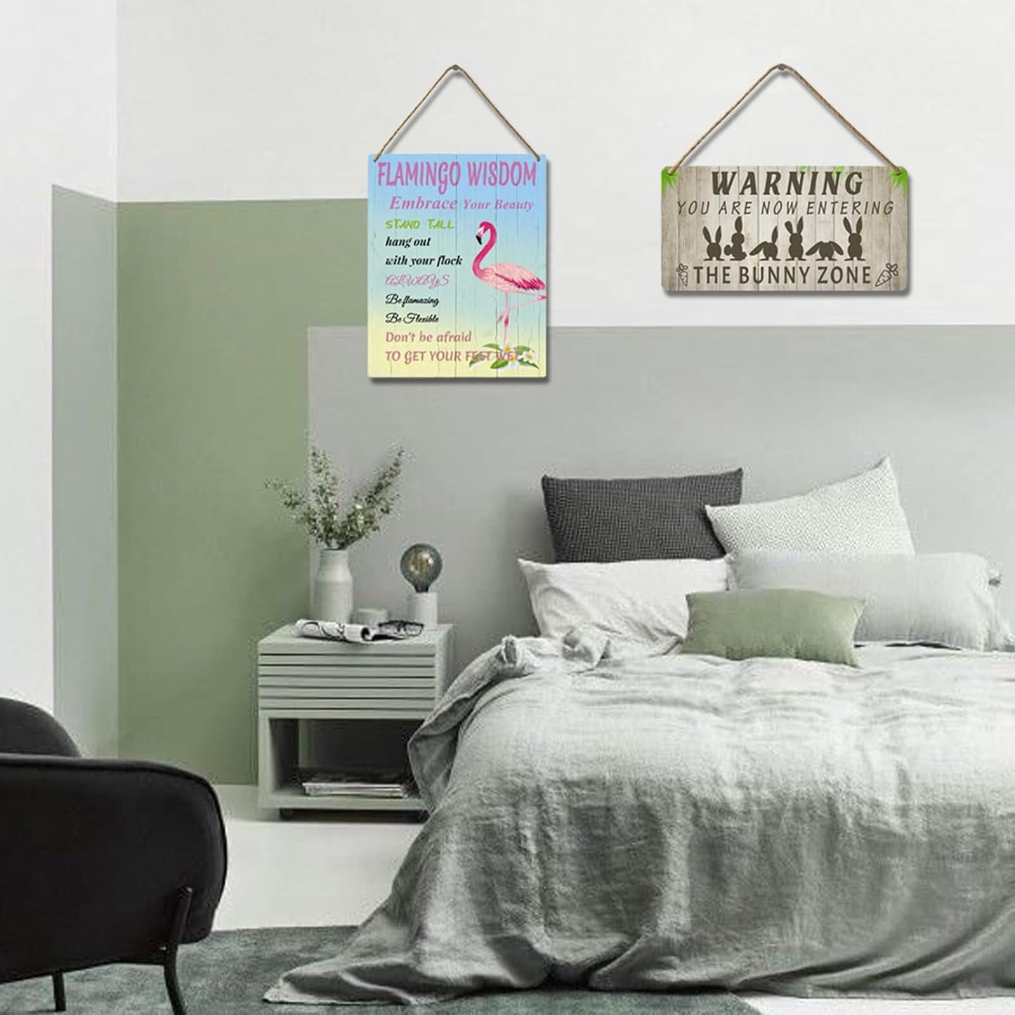 Easter Rabbit Sign Funny Bunny Wall Art Decor Rustic Bunny Wood Signs for Home Decorations Rabbit Lover Gifts for Women The Bunny Zone Sign 12x6 Inch