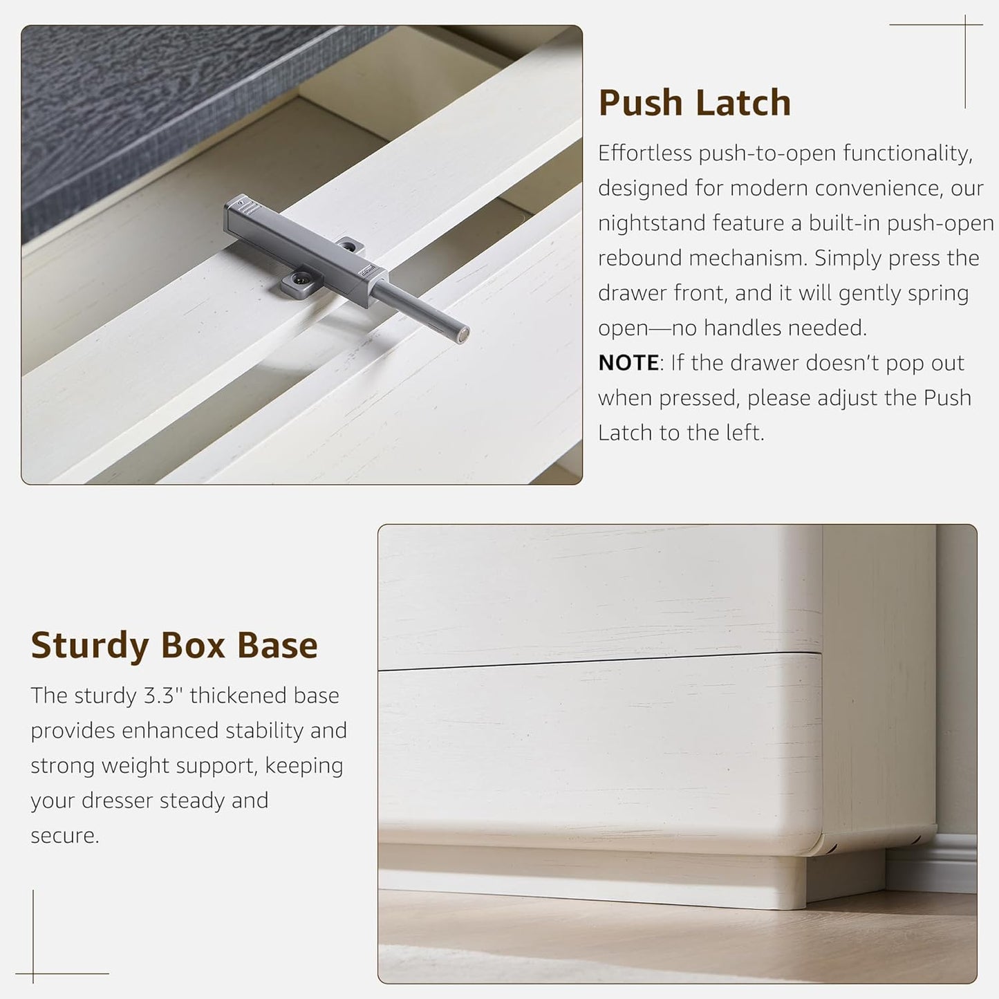 6 Drawer Dresser for Bedroom, 42 Inch Tall Modern Chest of Drawers, Push-to-Open Wood Storgae Organizer with Large Drawers for Bedroom, Living Room, Hallway,Off White