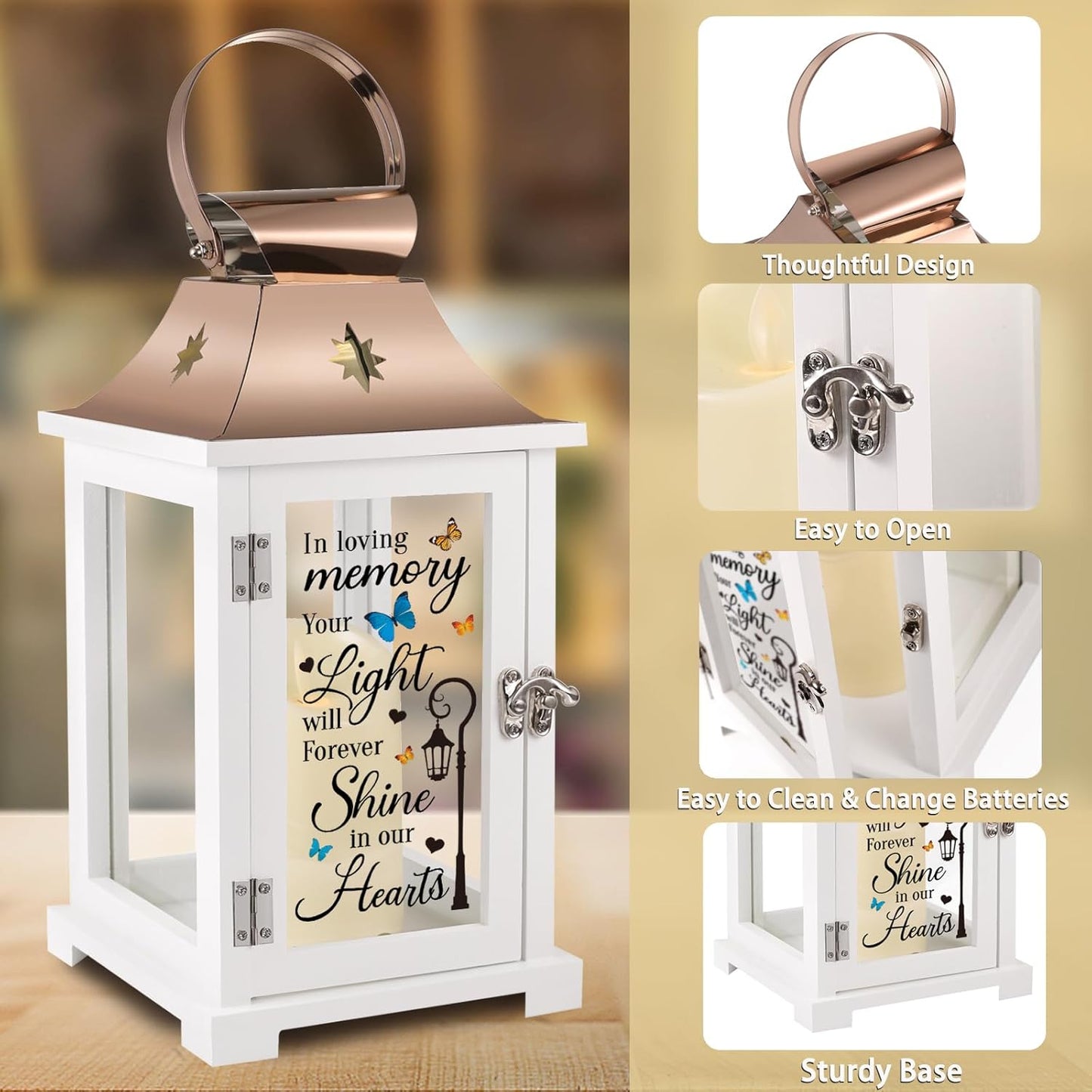 Memorial Lantern, Sympathy Gifts for Loss of Mom/Dad/Loved One, Bereavement Gifts, in Memory of Loved One Lantern,Celebration of Life, Memorial Gifts, Funeral Lantern, in Loving Memory Your Light ...