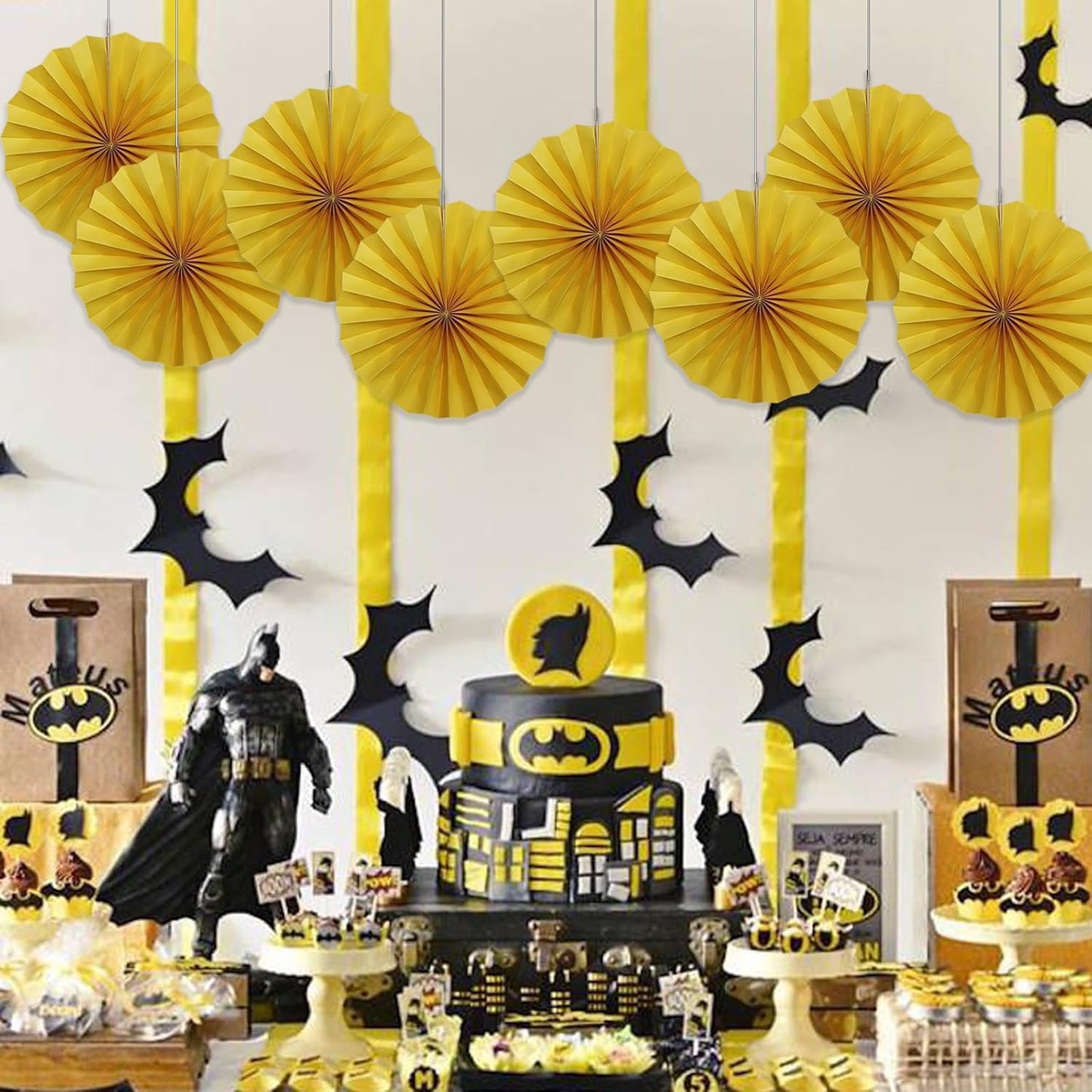 BARTHEW Yellow Birthday Decorations,DIY Yellow Paper Fans Hanging Decoration ,Party Supplies Party Fans 12in, Wedding Graduation Events Accessories 30 Color DIY Set (Yellow)