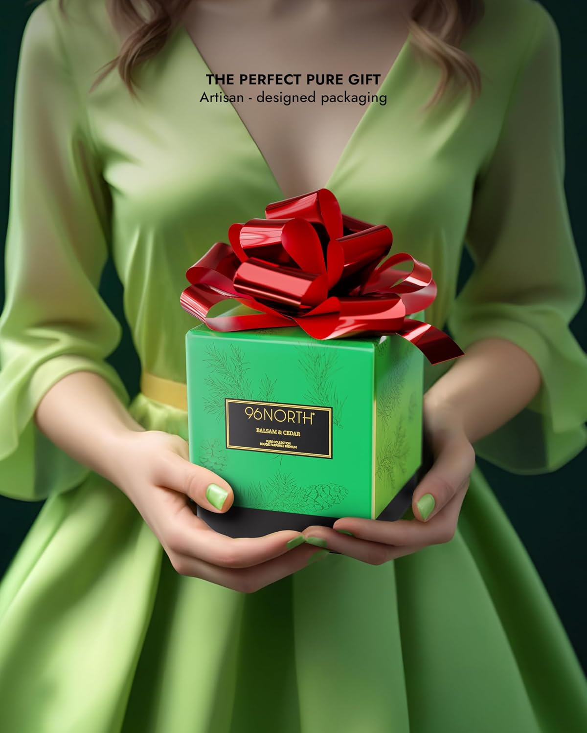 96NORTH Pure Candle Balsam & Cedar Scented | 100% Natural Soy Wax | 1-Wick Jar Candle | Natural Fragrance Technology | Non Toxic | Up to 35 Hours Burning Time | Ideal Christmas Candles Gift