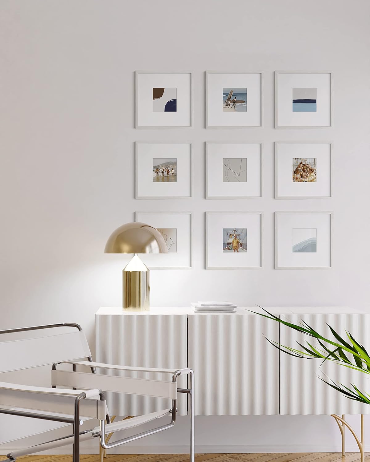 HAUS AND HUES Solid Oak Wood 10”x10” Picture Frames Matted to 5”x5” Set of 9-10 x 10 Gallery White Frames, Square 10x10 Picture Frames, 10x10 Frames with Mat, White Frames for Gallery Wall