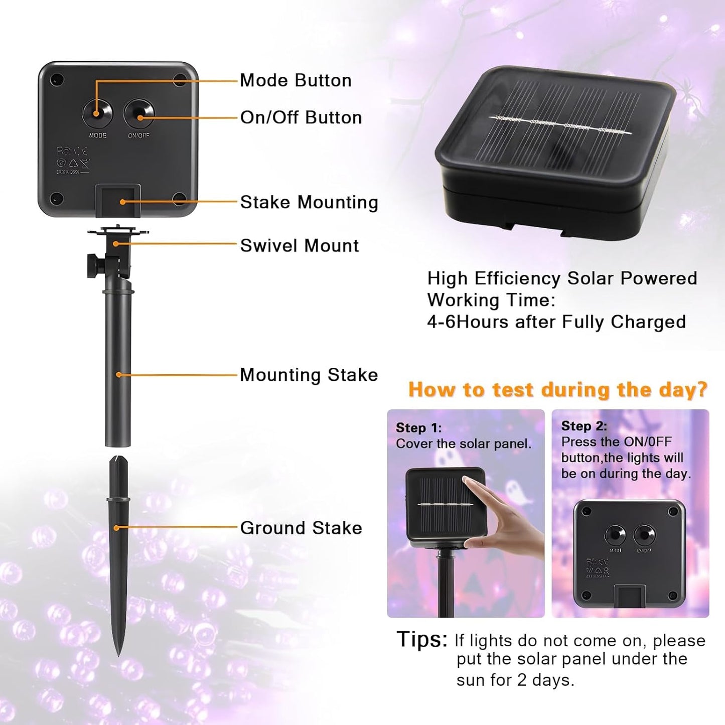 6 Pack Solar String Lights Outdoor, 600 LED Extra-Long 236 FT Solar Lights Outdoor with 8 Lighting Modes, IP65 Waterproof for Halloween, Garedn, Xmas, Balcony, Wedding, Party (Purple)