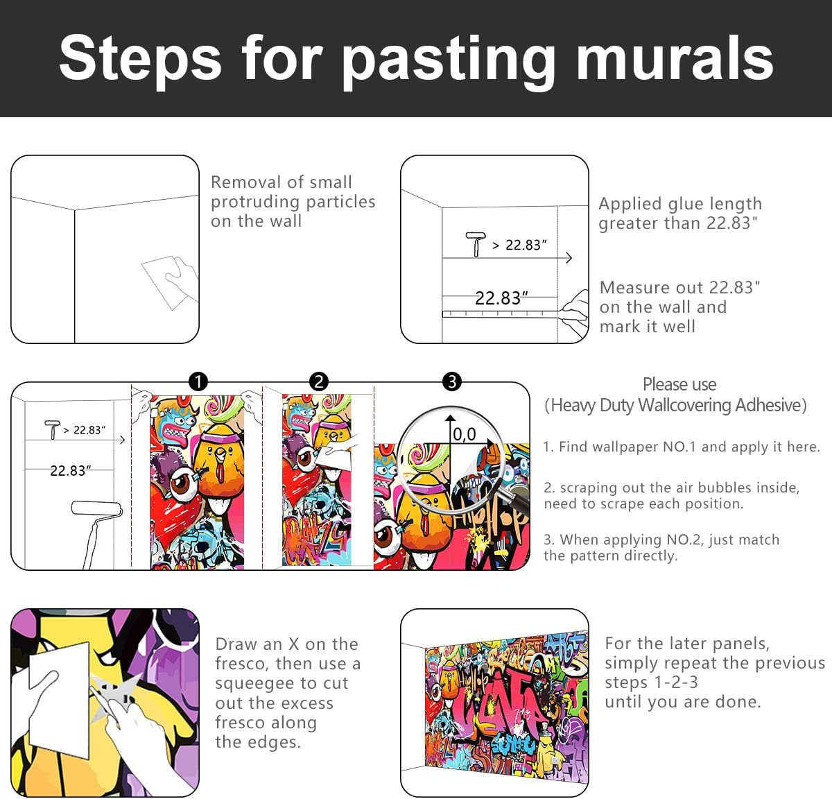 -Street Art Graffiti Wallpaper Fabric Wallpaper Living Room Bedroom Bathroom Boys Girls Children's Room Abstract Large Wall Mural- 137"x96"( not Peel and Stick)