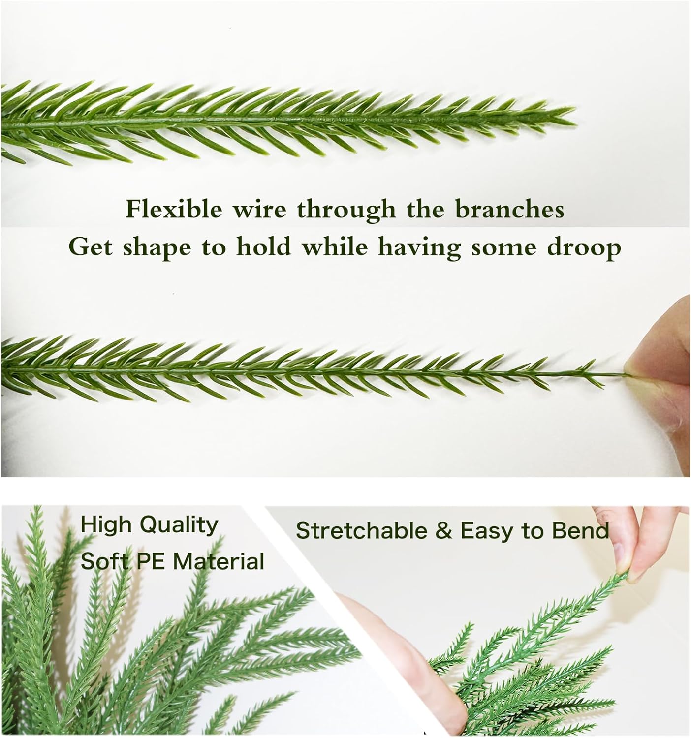 9FT Christmas Garlands Norfolk Pine Garland Real Touch Artificial Faux Greenery Garland for Holiday Indoor Outdoor Decor