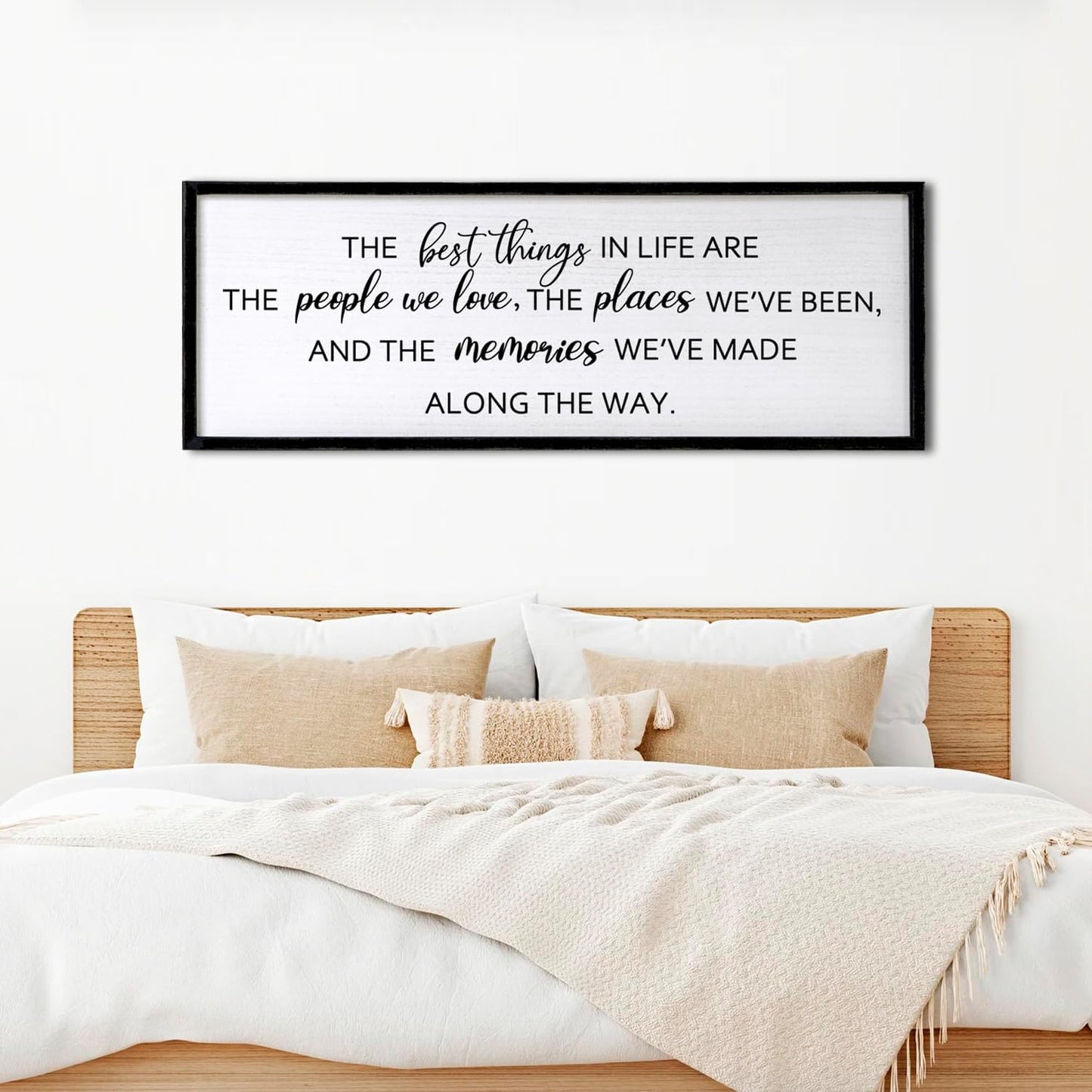 The Best Things in Life Framed Wall Art, 32''×12'' Rustic The Best Things in Life Sign for God Jesus Christ Prayer, Horizontal Holy Inspirational Family Home Decor