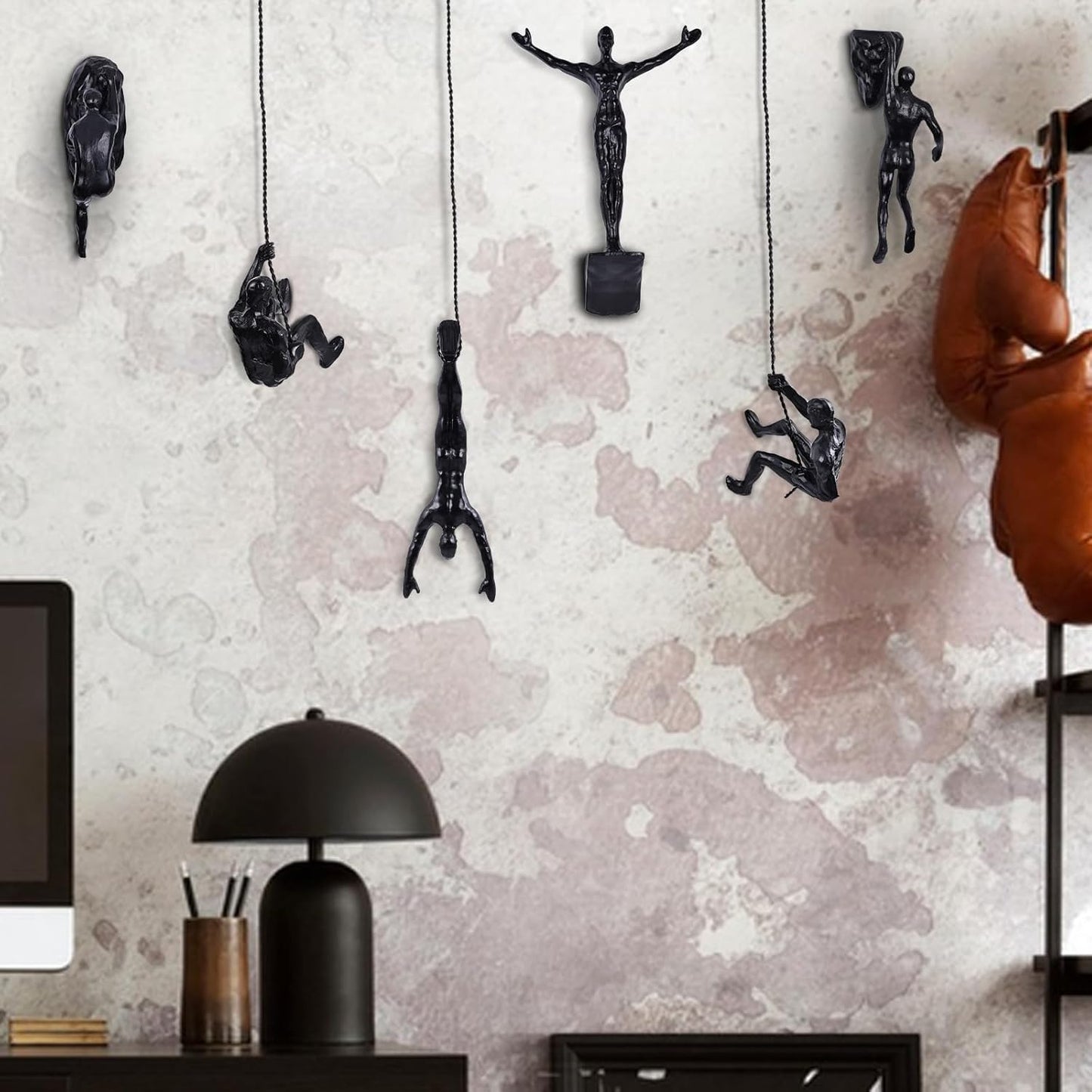 Set of 6 Climbing Men Wall Art Decor Sculpture,Nordic Modern Simplicity Decorative Wall Art, Climbing Man Sculptures,Home & Office Climber Gifts