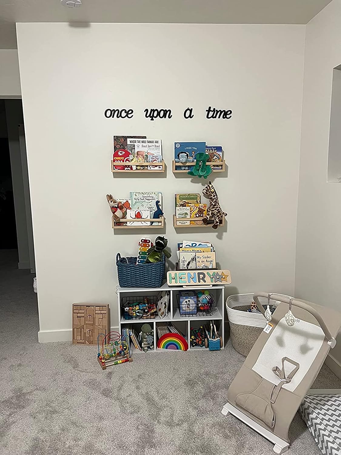 Gneric Floating Shelves for Wall, Burlywood Nursery Book Shelves, 15.7 inch Kids Bookshelf, Wall Shelves for Living Room Bedroom Decor,Kitchen Spice Rack,Bathroom Storage Rack(4 Pack)