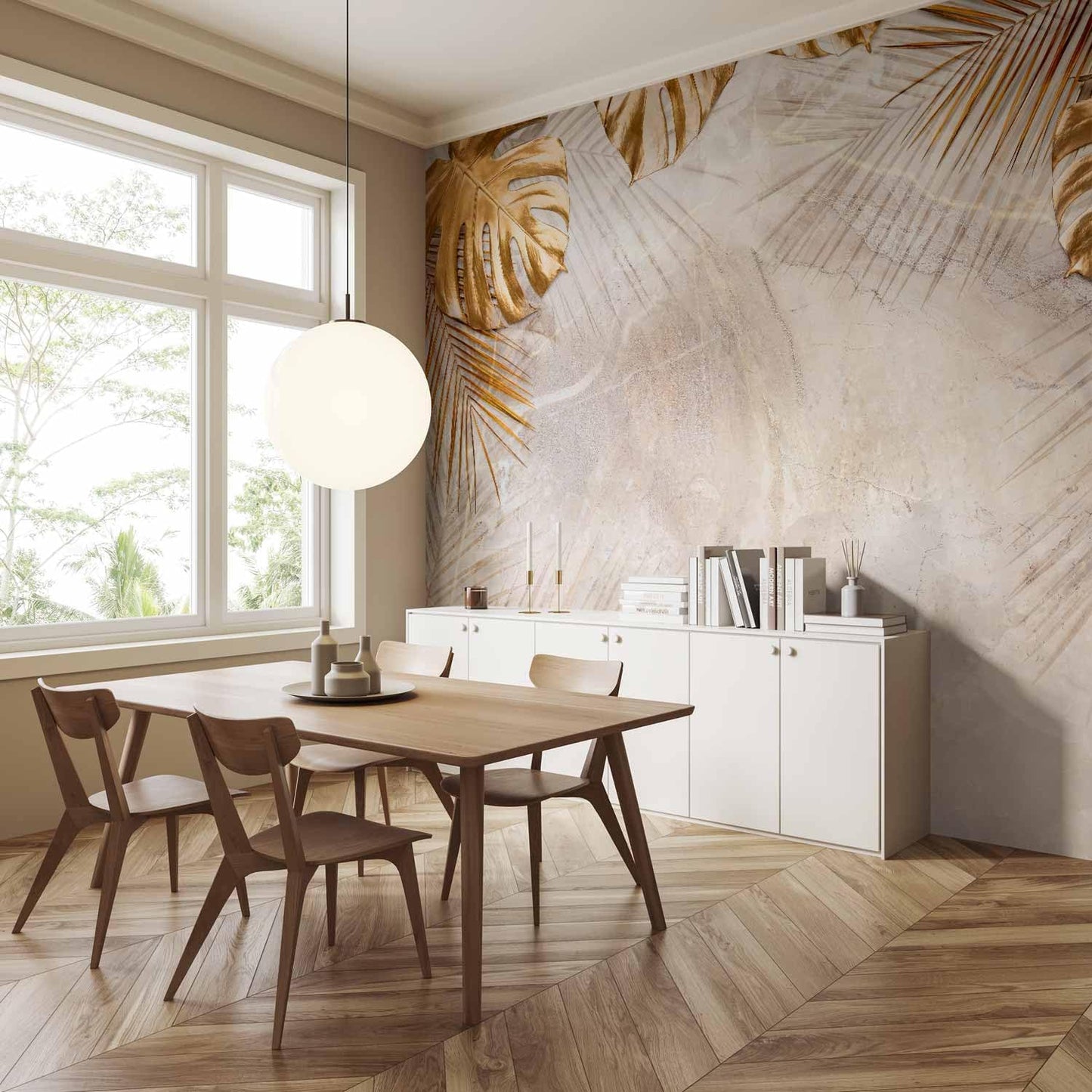 artgeist Wall Mural Tropical Leaves 79x55 in - XXL Non-Woven Wallpaper Fleece Wall Decor Photo Print Picture Image Design Monstera Palm Green Leaves b-C-0788-a-a