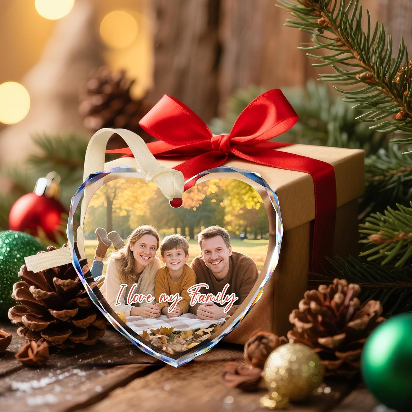 Personalized Christmas Ornaments 2025 - Custom Crystal Photo Ornaments for Christmas Tree, Wedding Engagement Gifts for Couples, Bridal Shower Gifts for Bride