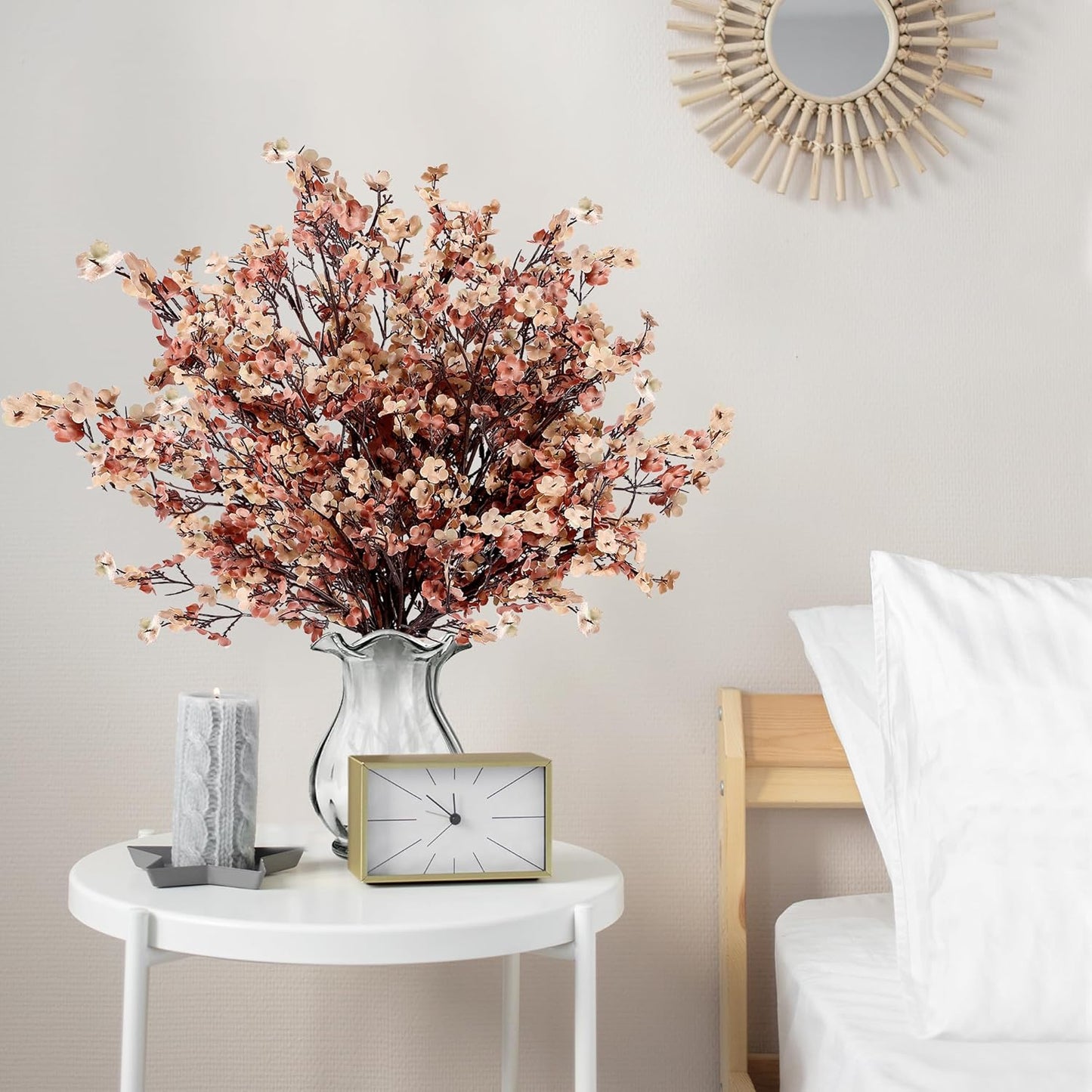 Sggvecsy 15 Pcs Babys Breath Artificial Flowers Gypsophila Bouquets Bulk Real Touch Fake Silk Flowers for Home DIY Floral Arrangement Table Centerpiece Fall Thanksgiving Autumn Decoration (Mixed)