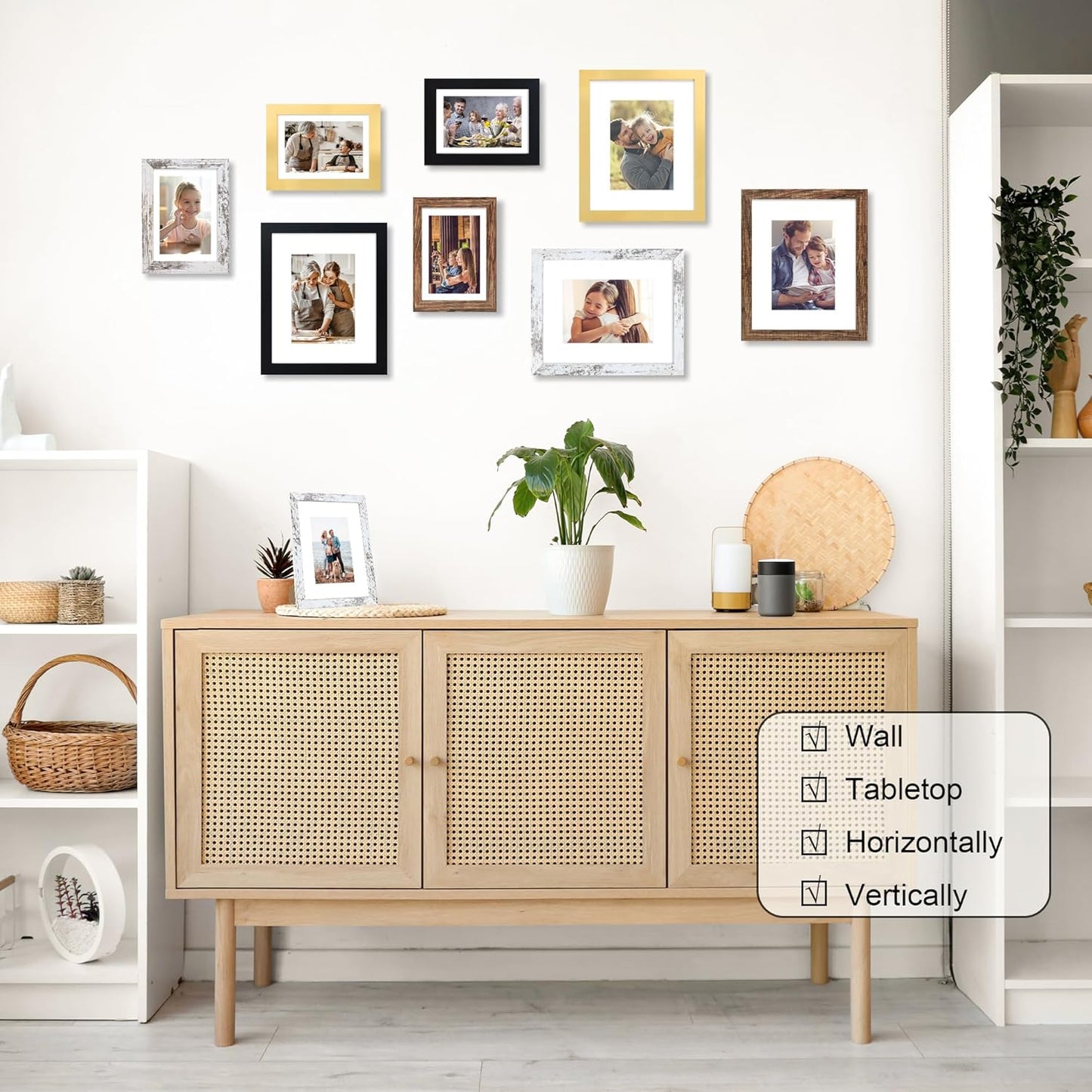 4x6 Picture Frame Set of 4, 4 x 6 Wood Photo Frames with Mat for 3.5x5, Wooden Frame with Real Glass Cover for Wall and Tabletop Display,Black