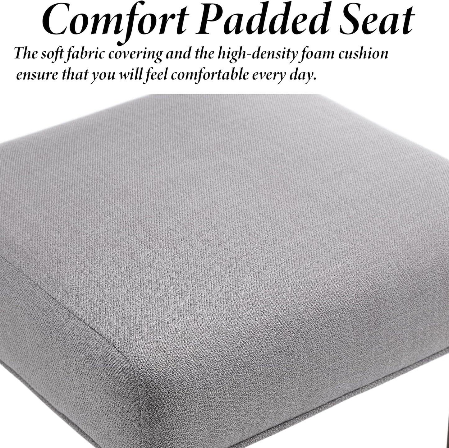 Kmax Farmhouse Dining Chairs Set of 6, Rustic Kitchen Chairs with Linen Fabric Seat and Woven Back, Vintage Accent Chairs for Dining Room, Living Room, Grey