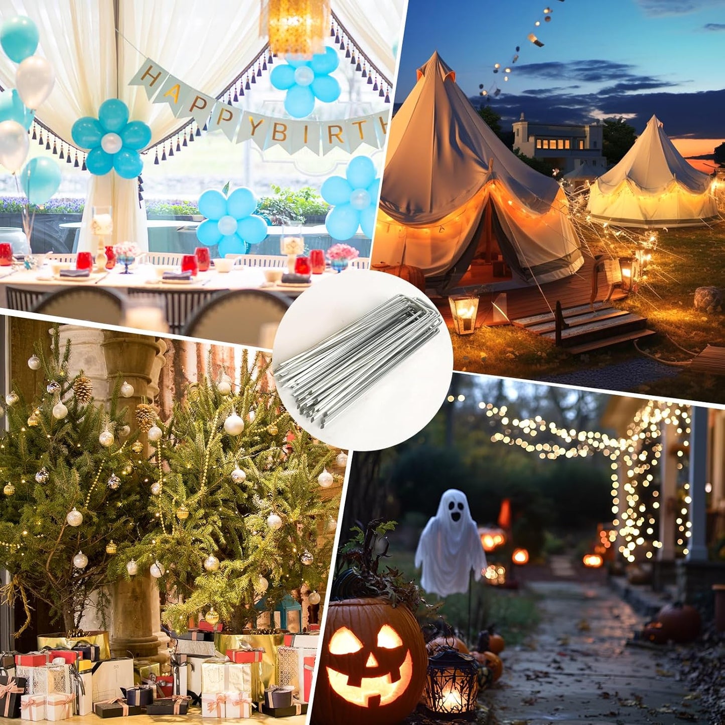 6 Inch Landscape Staples, More Thicker Heavy Duty 8 Gauge Galvanized Landscape Stakes, 125 Packs Garden Staples for Lawns, Weed Barriers, and Landscape Fabrics, Irrigation Hose, Tent Pegs 