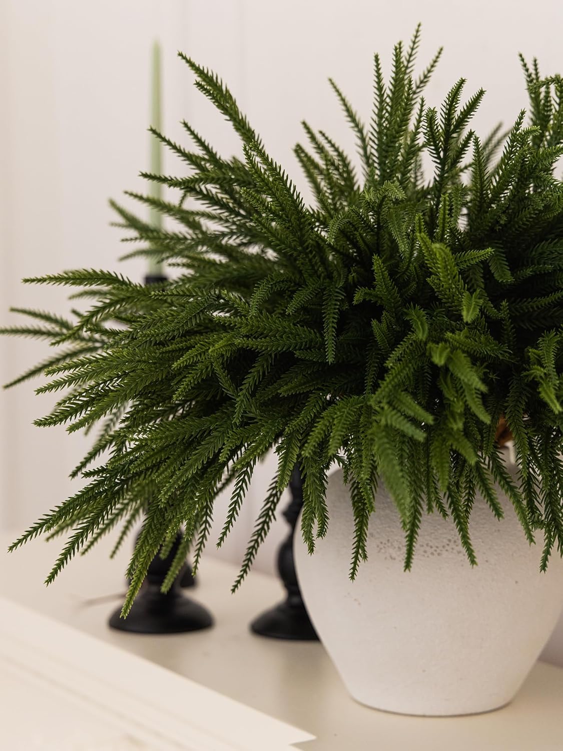 MISSPIN 30 Pcs 21.5 Inches Christmas Norfolk Pine Branches, Norfolk Pine Artificial Christmas Branches DIY Crafts Faux Pine Branches for Xmas Indoor Outdoor Home Decor