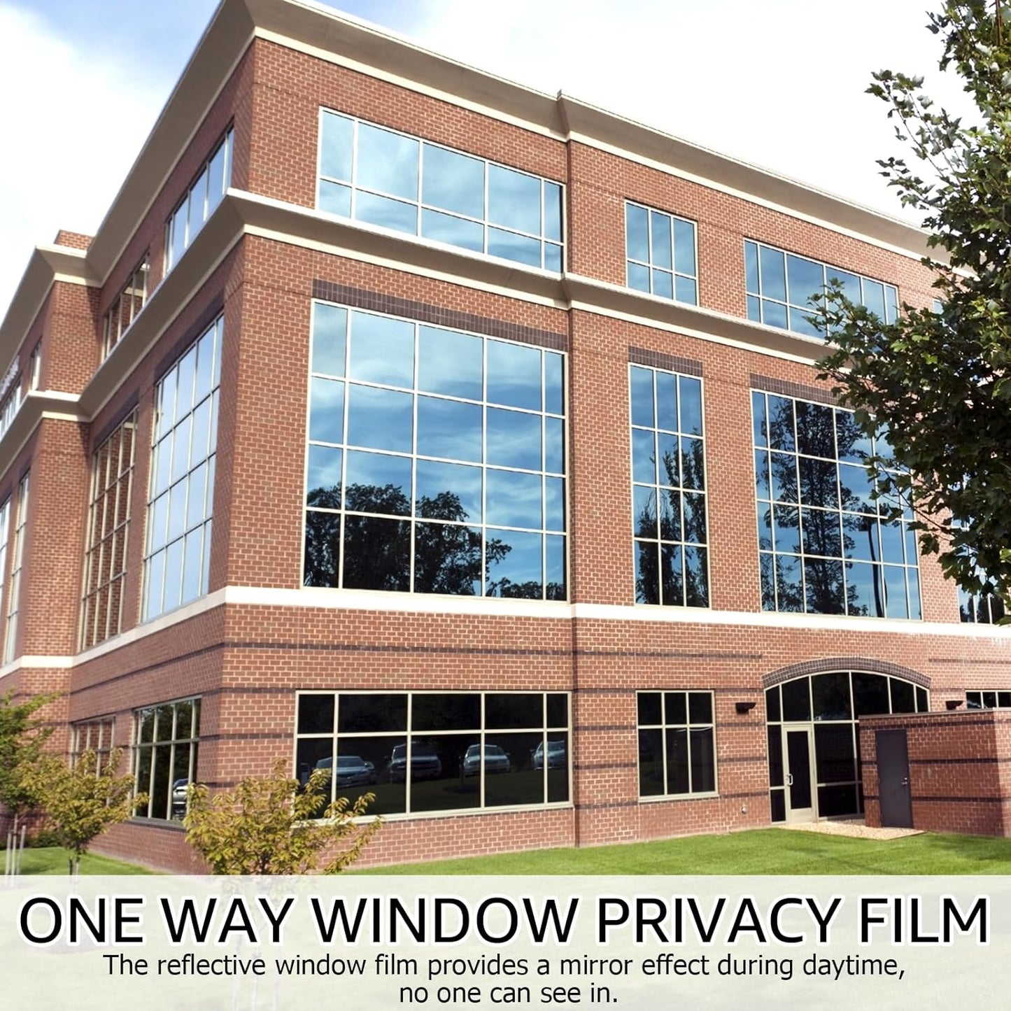 HIDBEA One Way Window Film, Daytime Privacy Sun Blocking Reflective Window Film No Glue Static Cling Heat Control Window Tinting Film for Home and Office, Black Silver, 17.5 x 78.7 Inch