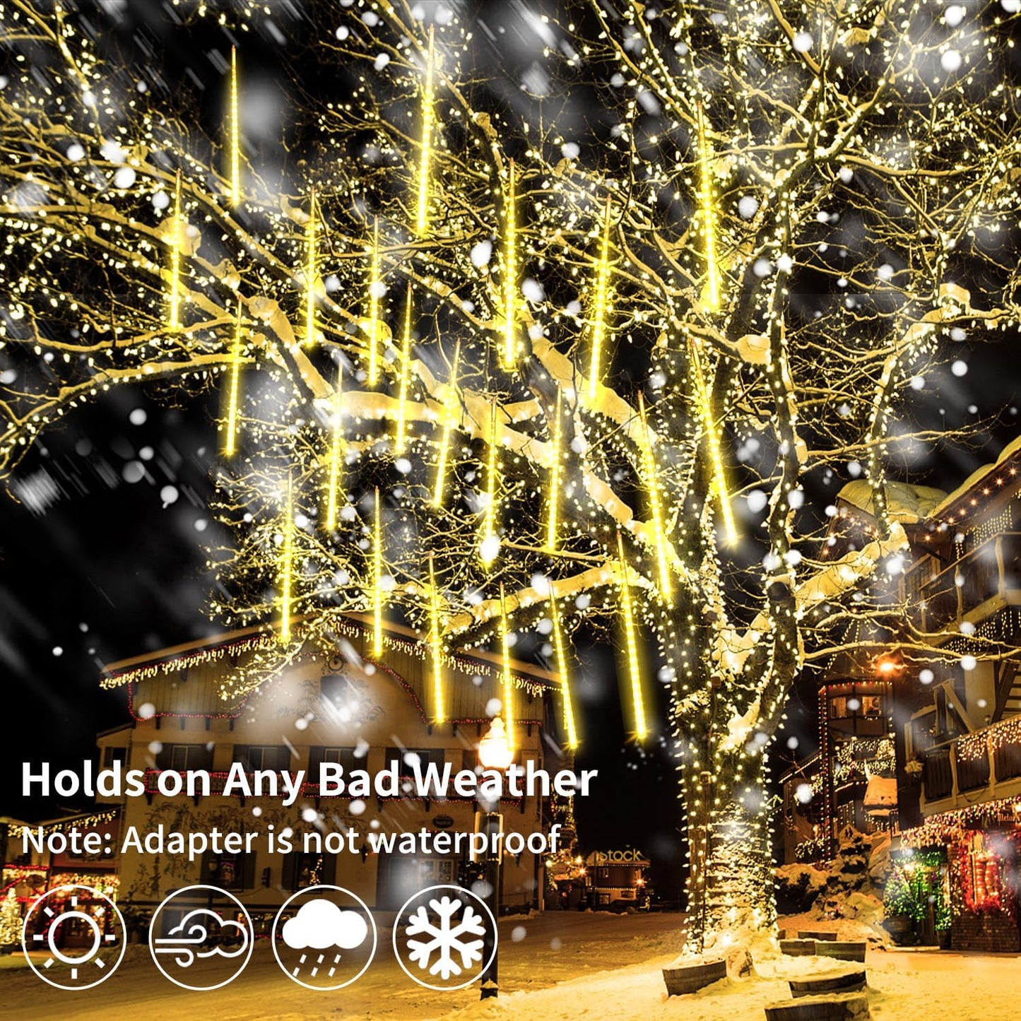 2 Pack Christmas Meteor Shower Rain Lights 12inch, 20 Tube 480 LEDs Icicle Outdoor Raindrop for Xmas Halloween Wedding Party Tree Holiday Decoration, Warm White