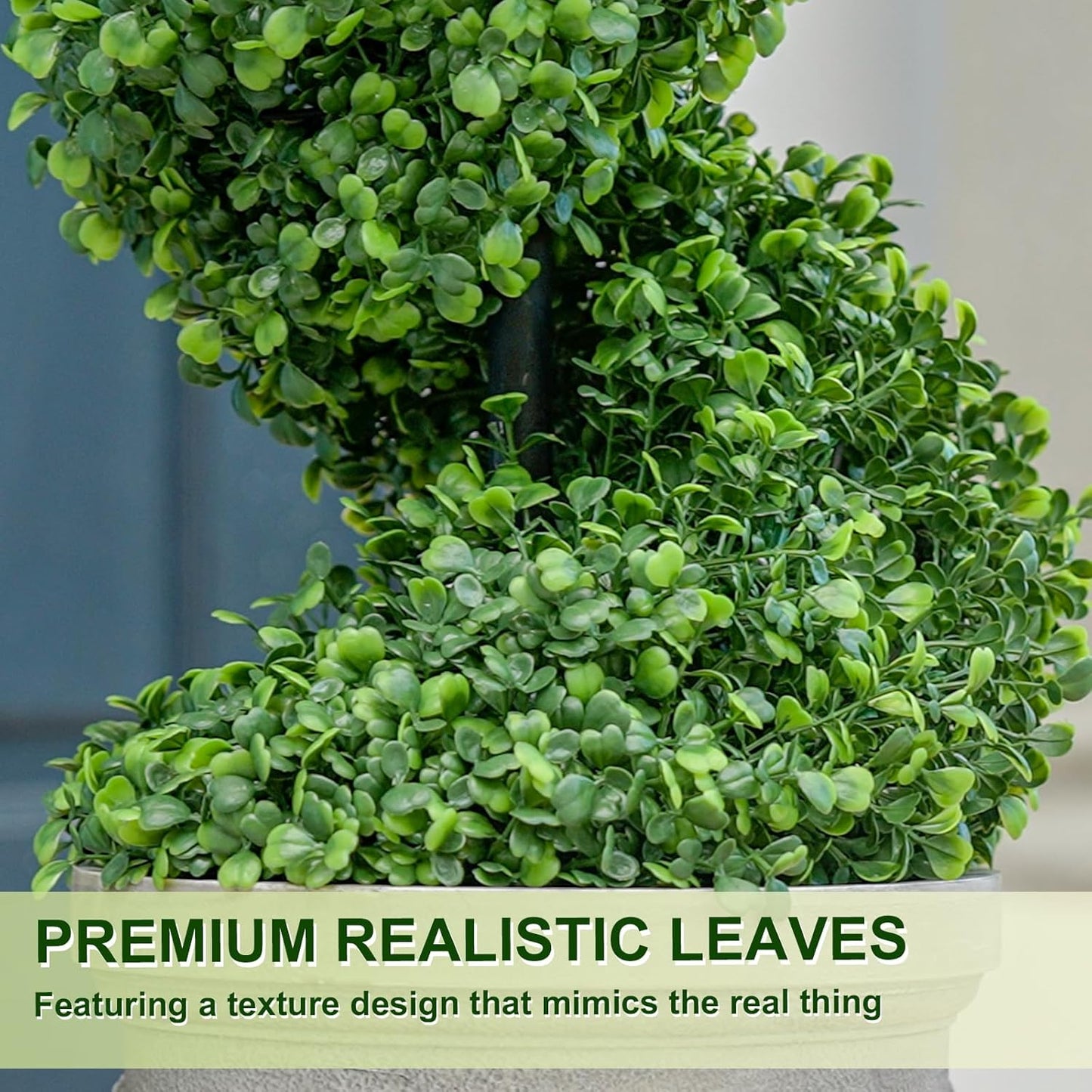 4FT Artificial Spiral Boxwood Topiary Trees with Antique-White Roman-Style Planter - Outdoor&Indoor Year-Round Garden, Porch, Entryway Decor (2 Pack)