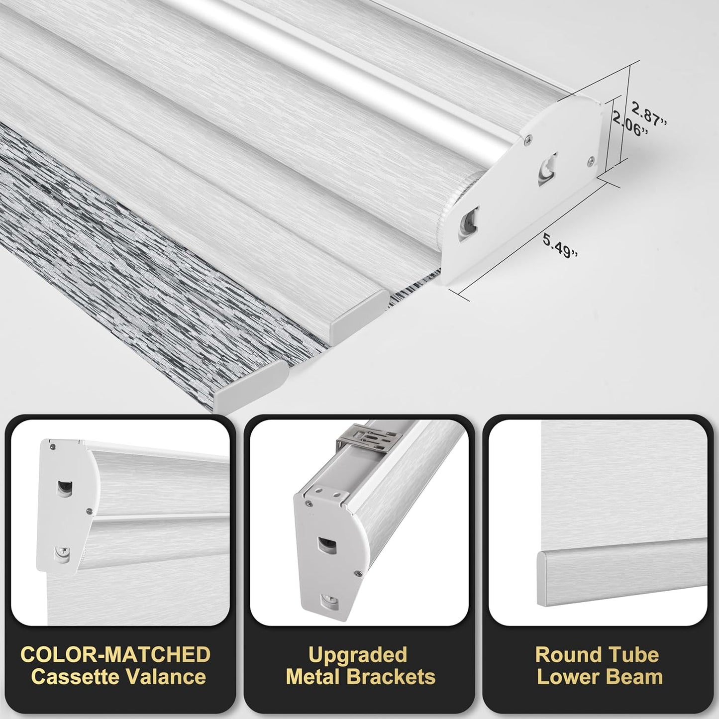 Berissa Cordless Dual Roller Shades with Cassette Valance, Blackout and Light Filtering, Day and Night Shades for Home Office, Maze Black & White, Custom Sizes