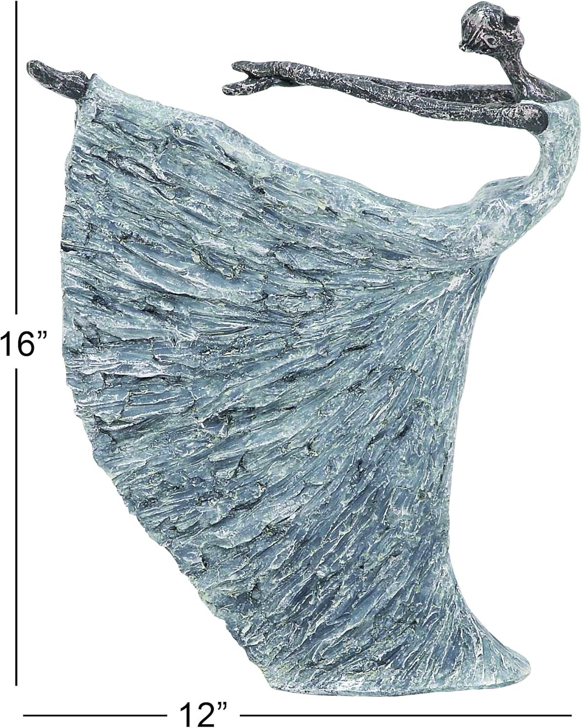 Deco 79 Polystone Dancer Decorative Sculpture Home Decor Statue, Accent Figurine 12" x 3" x 16", Gray