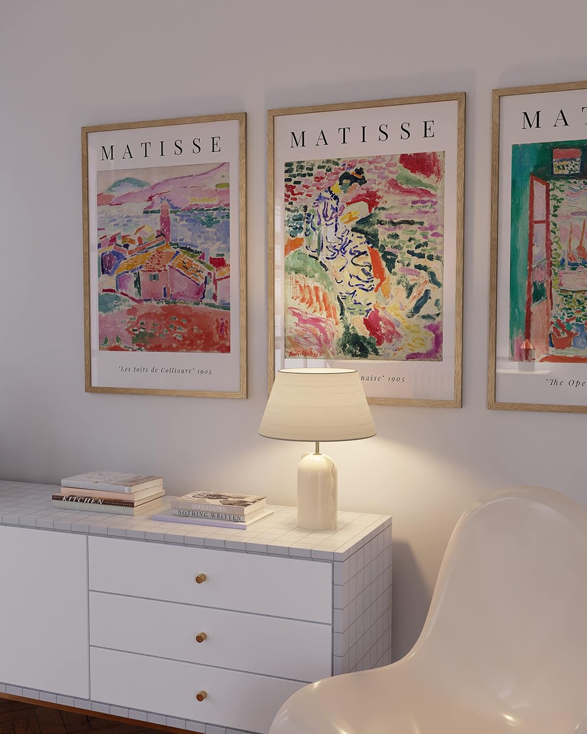 HAUS AND HUES 24"x36" Beige Oak Wood Frames Set of 3-24x36 Natural Wood Frames for Posters, 24x36 Frame Wood, 24x36 Poster Frames for Wall, 24x36 Frame Light Wood, Picture Frames 24x36