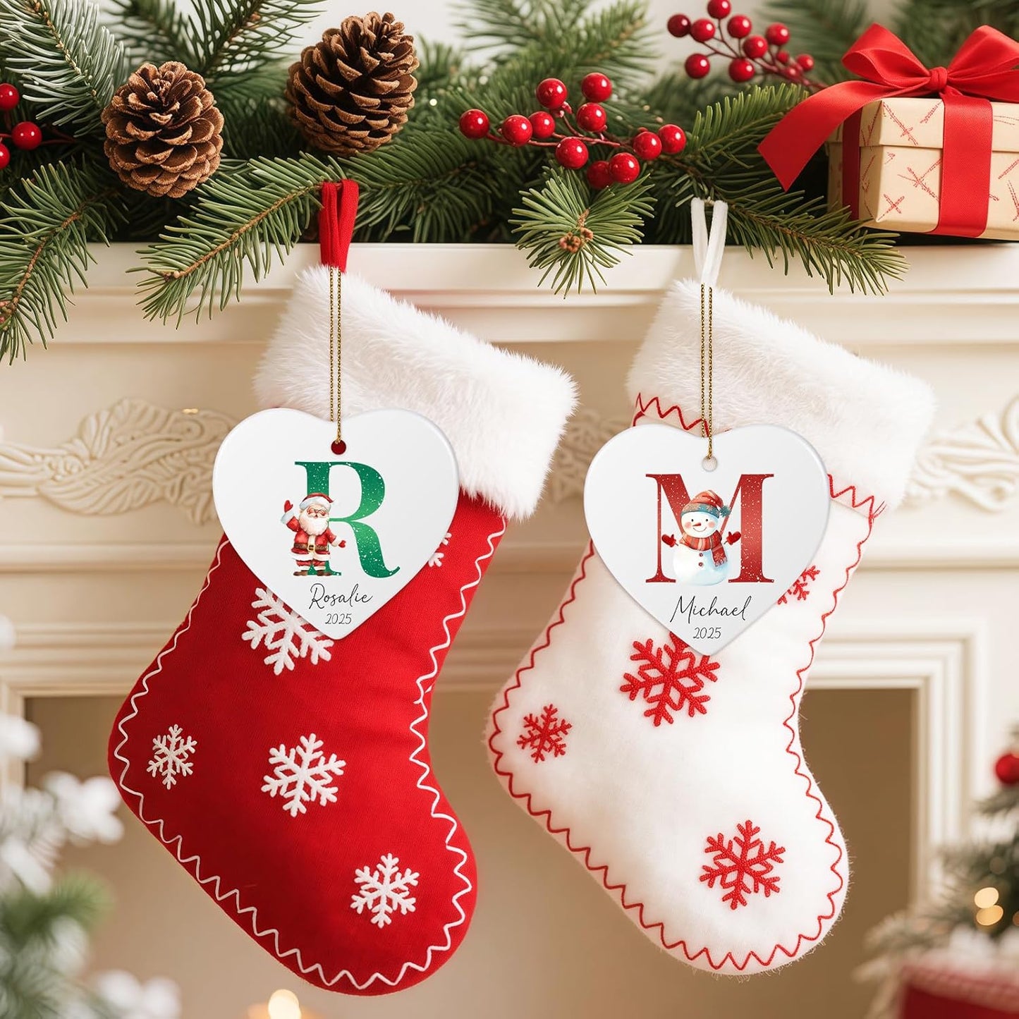 Personalized Christmas Ornaments 2025, Custom Initial Ornaments A-Z Monogram Ceramic Christmas Ornament