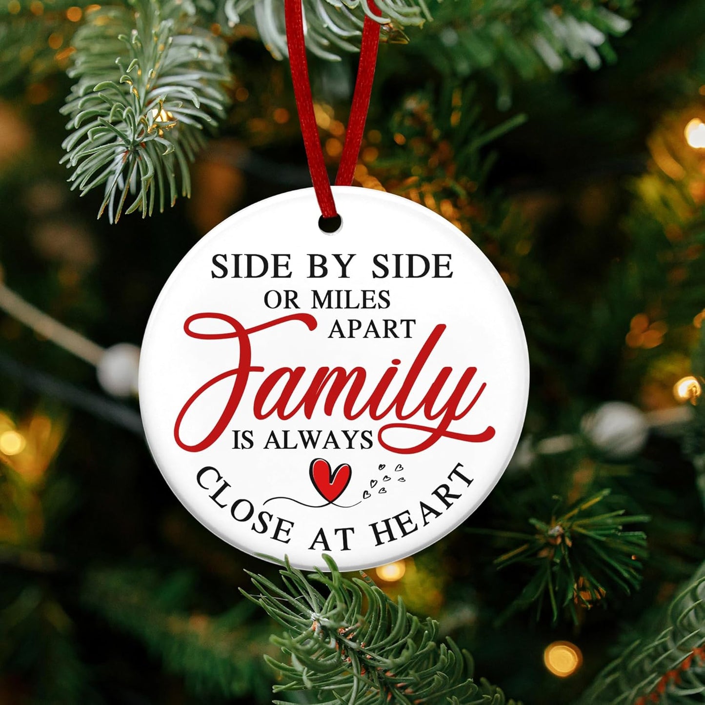 TEEZWONDER Family Ornament Gifts for Women Men - Ceramic Christmas Ornaments 2025 for Tree Decorations - Christmas Birthday Gifts for Mom Dad for Sister Brother, Grandma Grandpa Gift