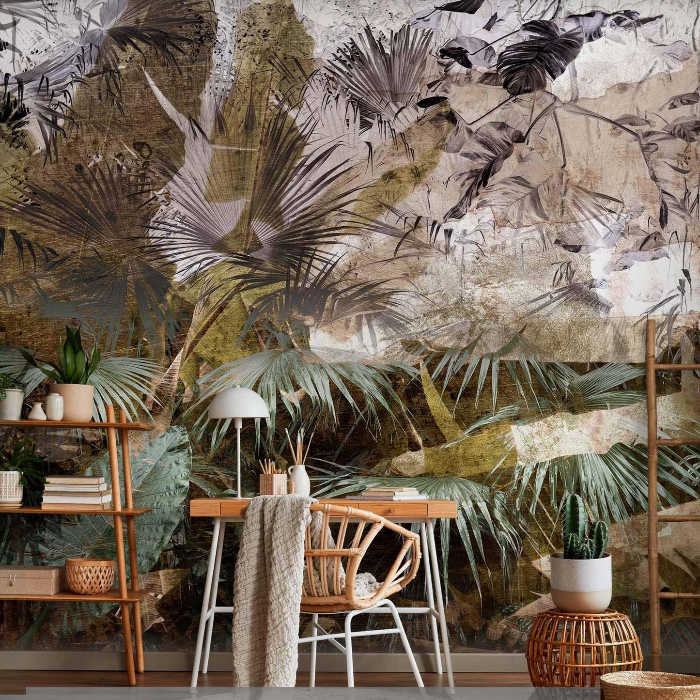 artgeist Wall Mural Tropical Leaves 135x101 in - XXL Peel and Stick Self-Adhesive Wallpaper Removable Large Sticker Foil Wall Decor Print Picture Design Jungle Nature Palm Green Leaves b-C-0789-a-a