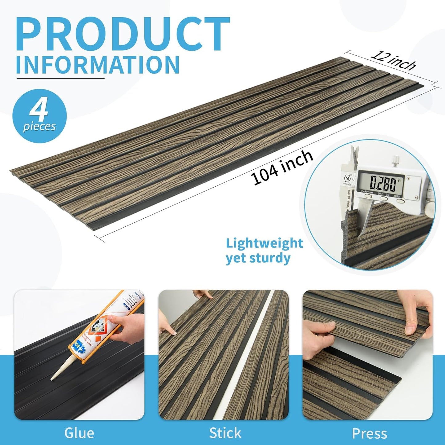 Art3d 4-Pack Glue-On Six-Grid Wainscoting Panel for Interior Wall Decor - 104 x 12 Inch Polystyrene Ultralight Slim Slat Wall Panels for Living Room Bedroom, Walnut