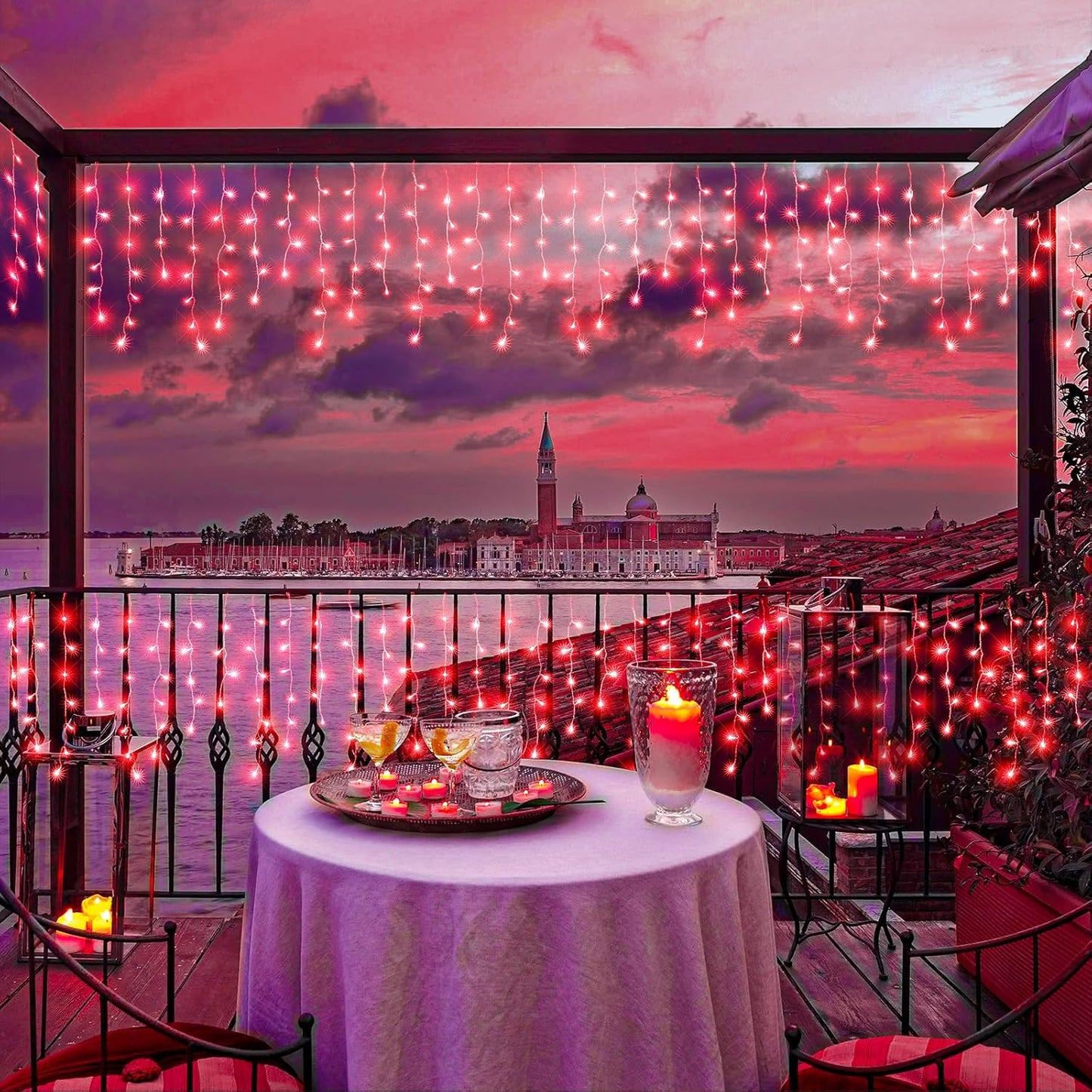 66ft Icicle Lights for Outside, Red Christmas Lights Outdoor Waterproof for House, 640 LED Twinkle Tree Lights with 120 Drops Clear Wire Short Curtain Light for Room Home Wall Indoor Decorations