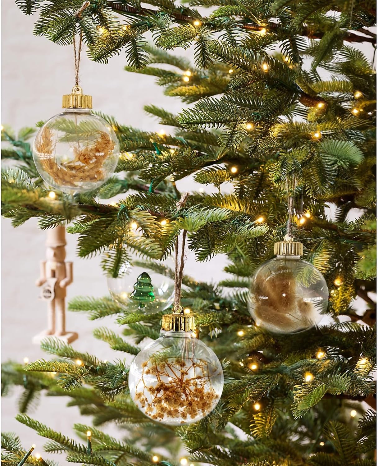 12 Pcs Rustic Christmas Ball Ornaments, 3.15 Inches Neutral Christmas Tree Decorations, Large Shatterproof Clear Boho Ornaments for Xmas Tree, Home Decor, Wedding, Party
