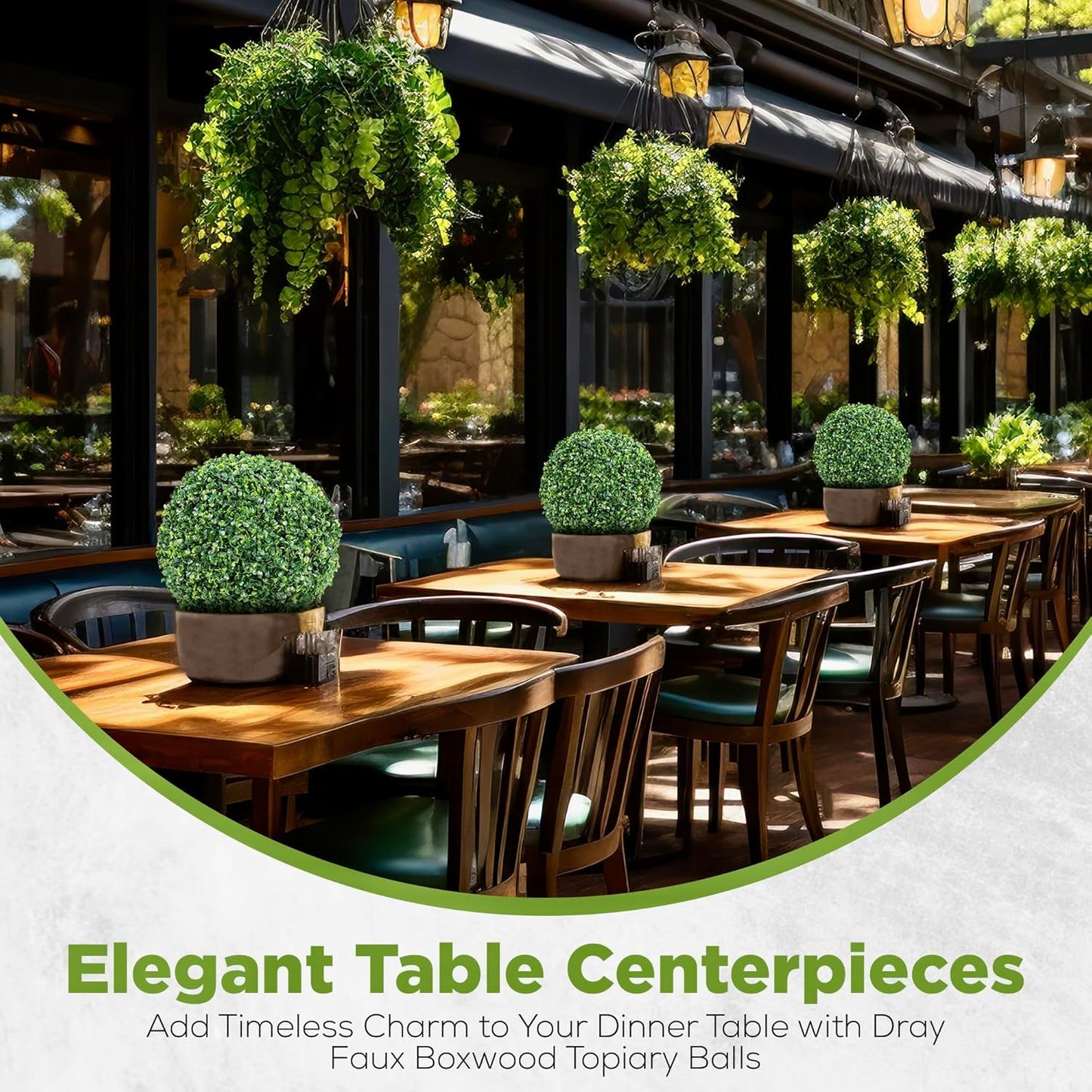 DRAY Premium 16.14" Faux Boxwood Balls – Set of 2 Artificial Topiary Spheres for Outdoor & Indoor Use – Realistic, UV-Resistant, Weatherproof Decorative Greenery – Check Measurements