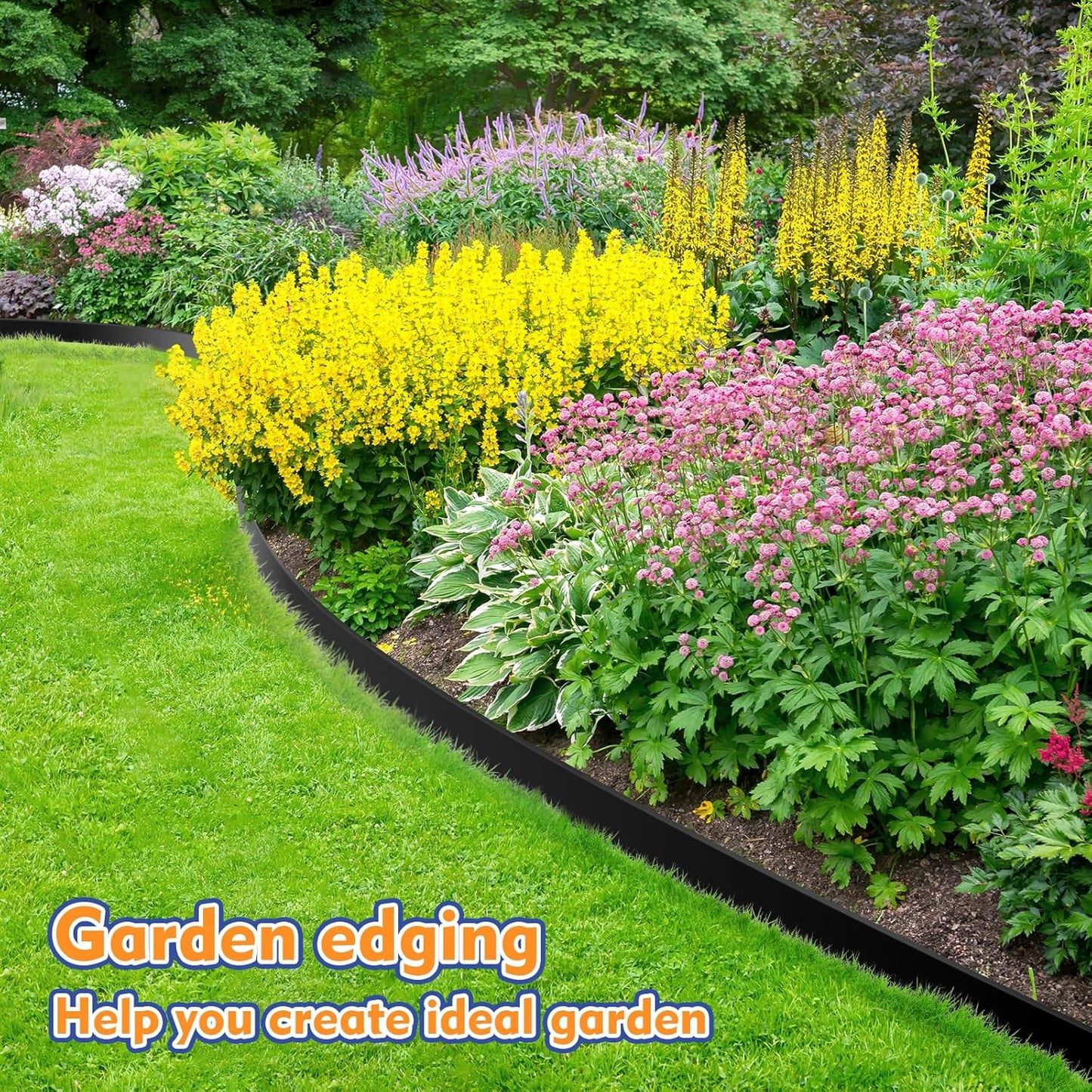 3 Inch x 40 FT (Multiple Sizes Available) Landscape Edging, Garden Edging Borders with 40pcs Upgrade Stakes, Flexible No Dig Plastic Garden Border for Lawn, Landscaping, Flower Beds and Yard