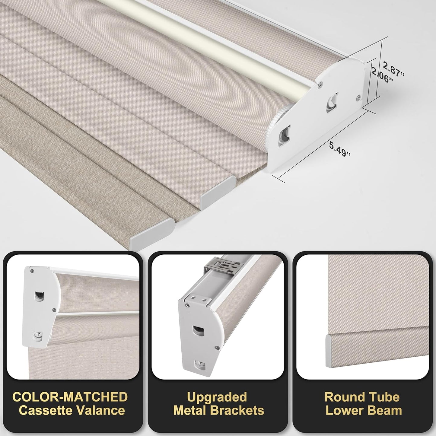 BERISSA Cordless Dual Roller Shades With Cassette Valance, Blackout and 5% Light Filtering, Day and Night for Home Office, Linen Pink, Custom Sizes