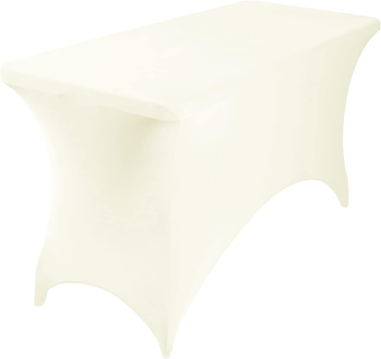 4Pack Spandex Waterproof Table Covers 4ft，Spandex 4ft Waterproof Table Cover for Party,Wedding, Banquet, and Events(Ivory)
