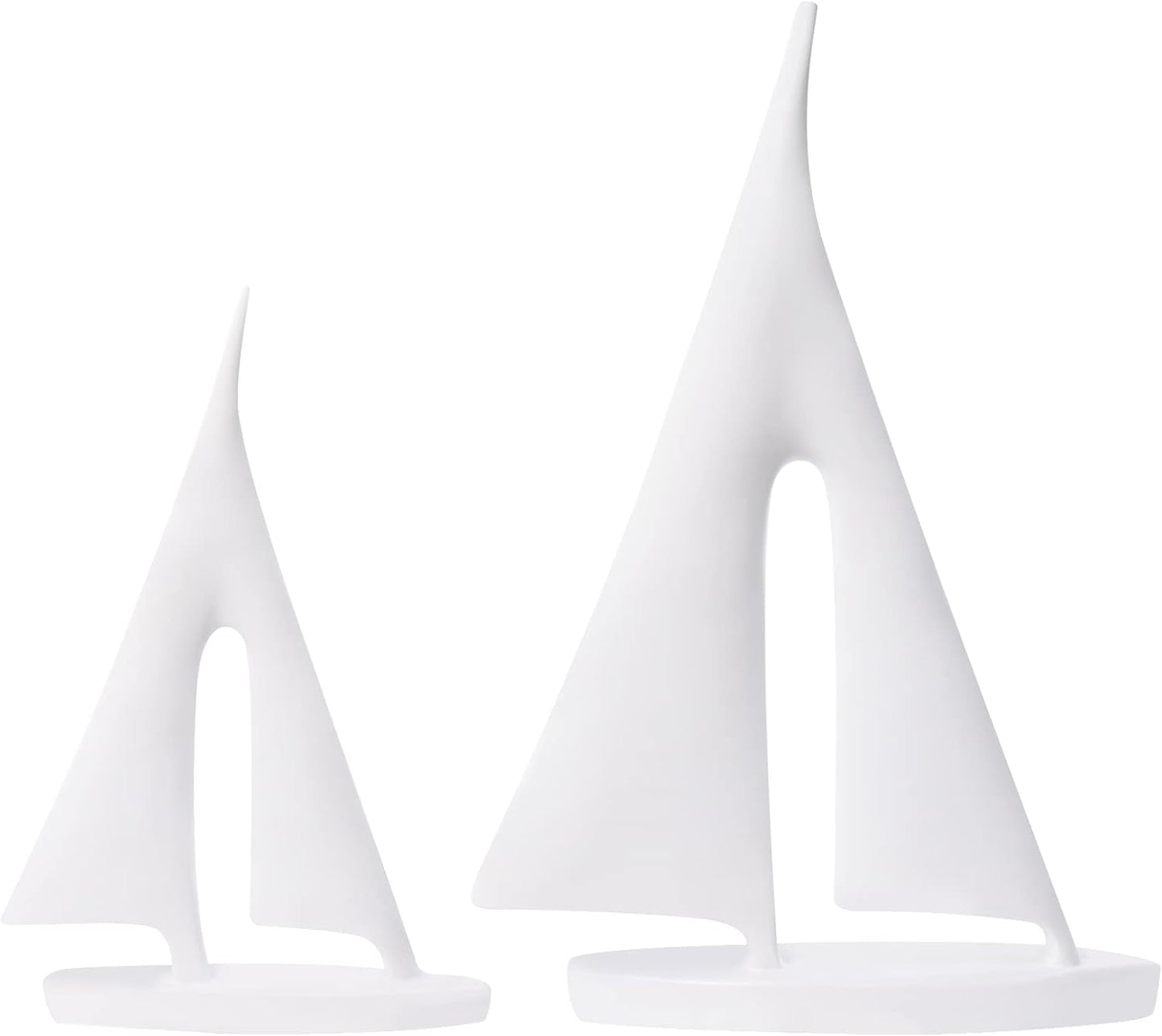 Modern Sculptures Home Decor, Sailboat Decor Ornament, Boat Decorations Statue Decor, Art Sculptures and Statues, Sailboat Gifts Home Office Bathroom Shelf Decor (White-2 Pack)
