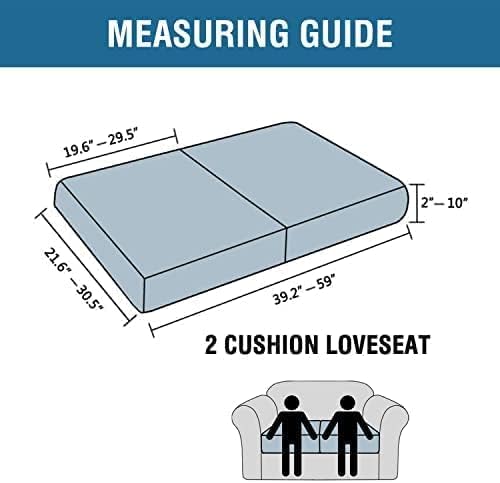 H.VERSAILTEX Super Stretch Individual Seat Cushion Covers Sofa Covers Couch Cushion Covers Slipcover Sets Thick Jacquard Textured Twill Fabric (2 Piece Medium Sofa Cushion Covers, Storm Blue)