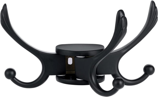 Heavy Duty Swivel Coat Hook Space Saving Towel Rope Hook Wall Mount Triple Swing Arms for RV Bathroom Kitchen Garage,Matt Black