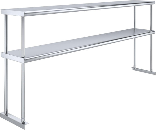 AmGood Double OverShelf Stainless Steel NSF - Many (72" Long x 12" Deep)